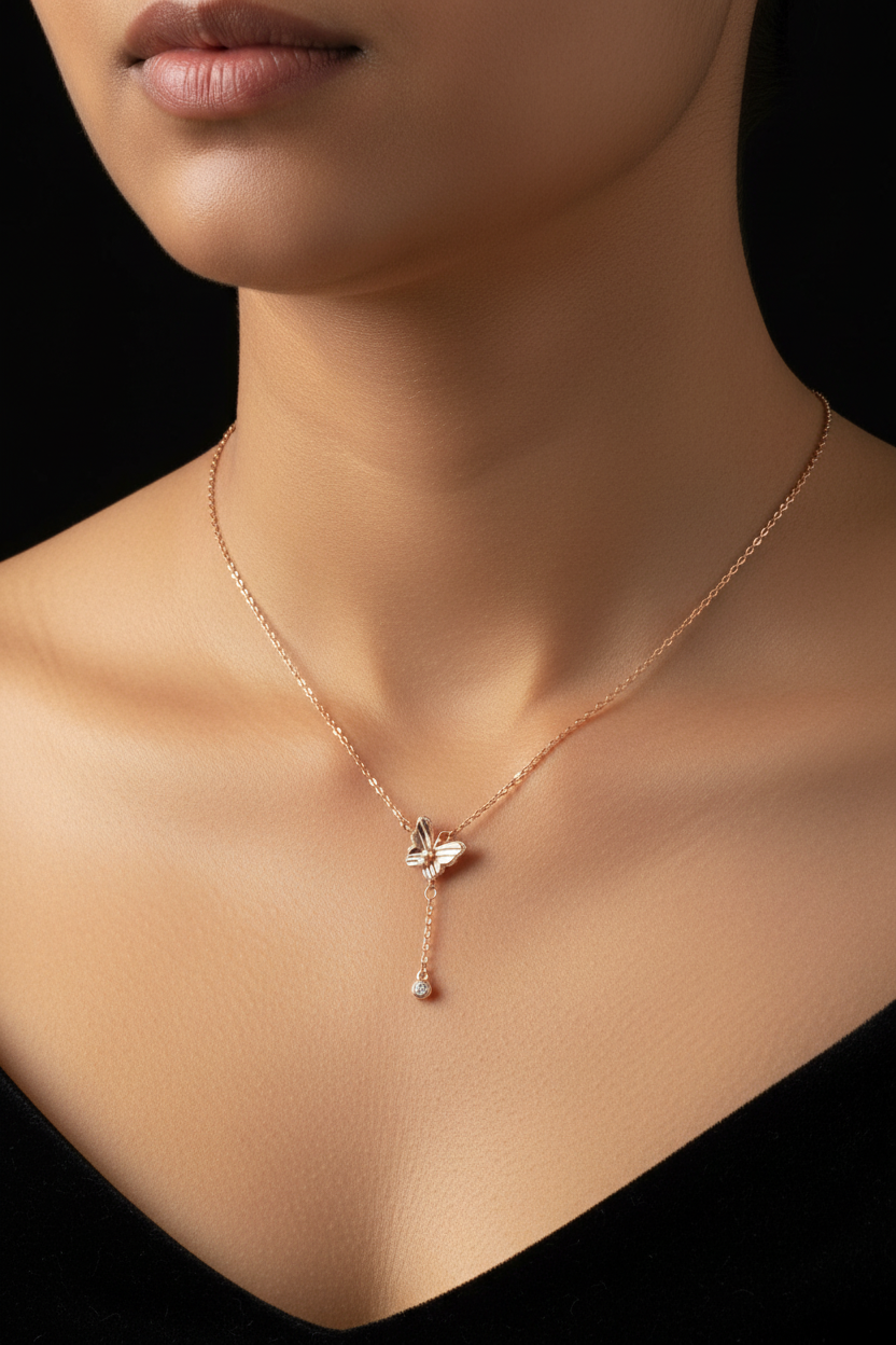 Butterfly Rosegold Chain With Pendant