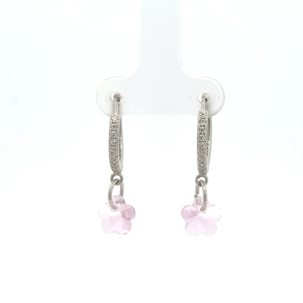 Flower White Drops Baali Earring
