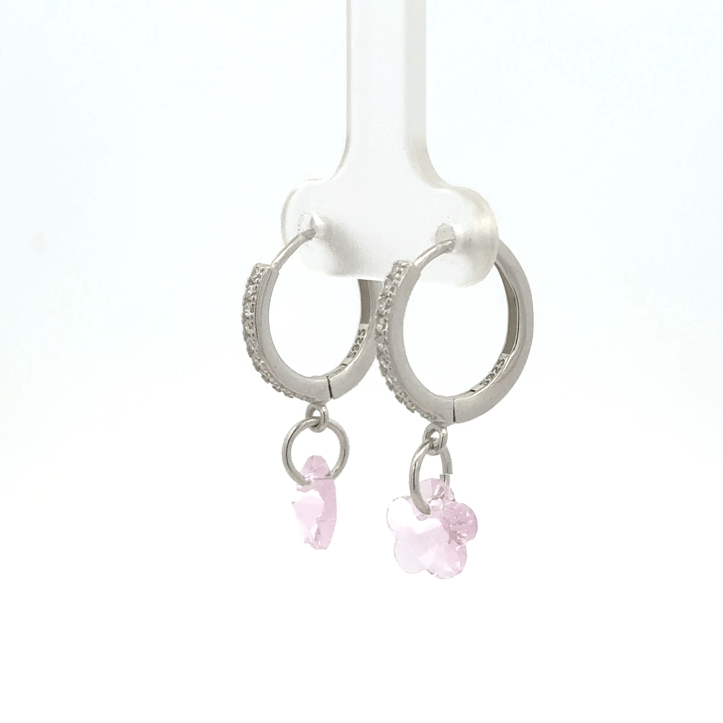 Flower White Drops Baali Earring