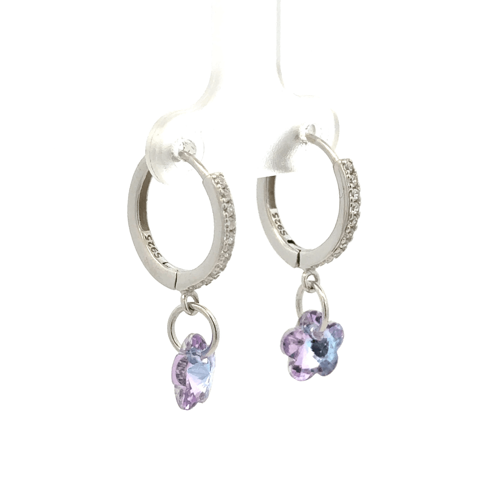 Flower White Drops Baali Earring