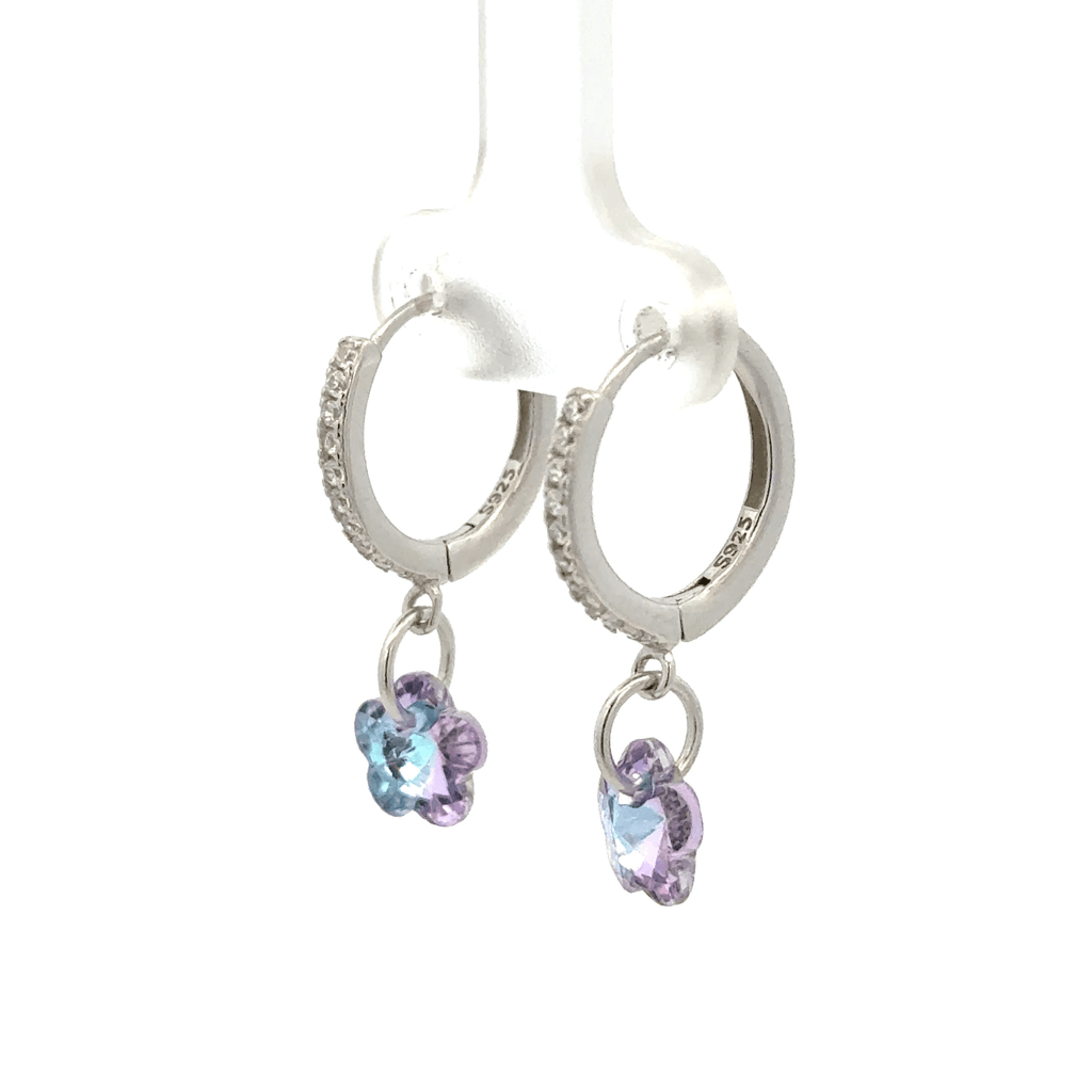 Flower White Drops Baali Earring