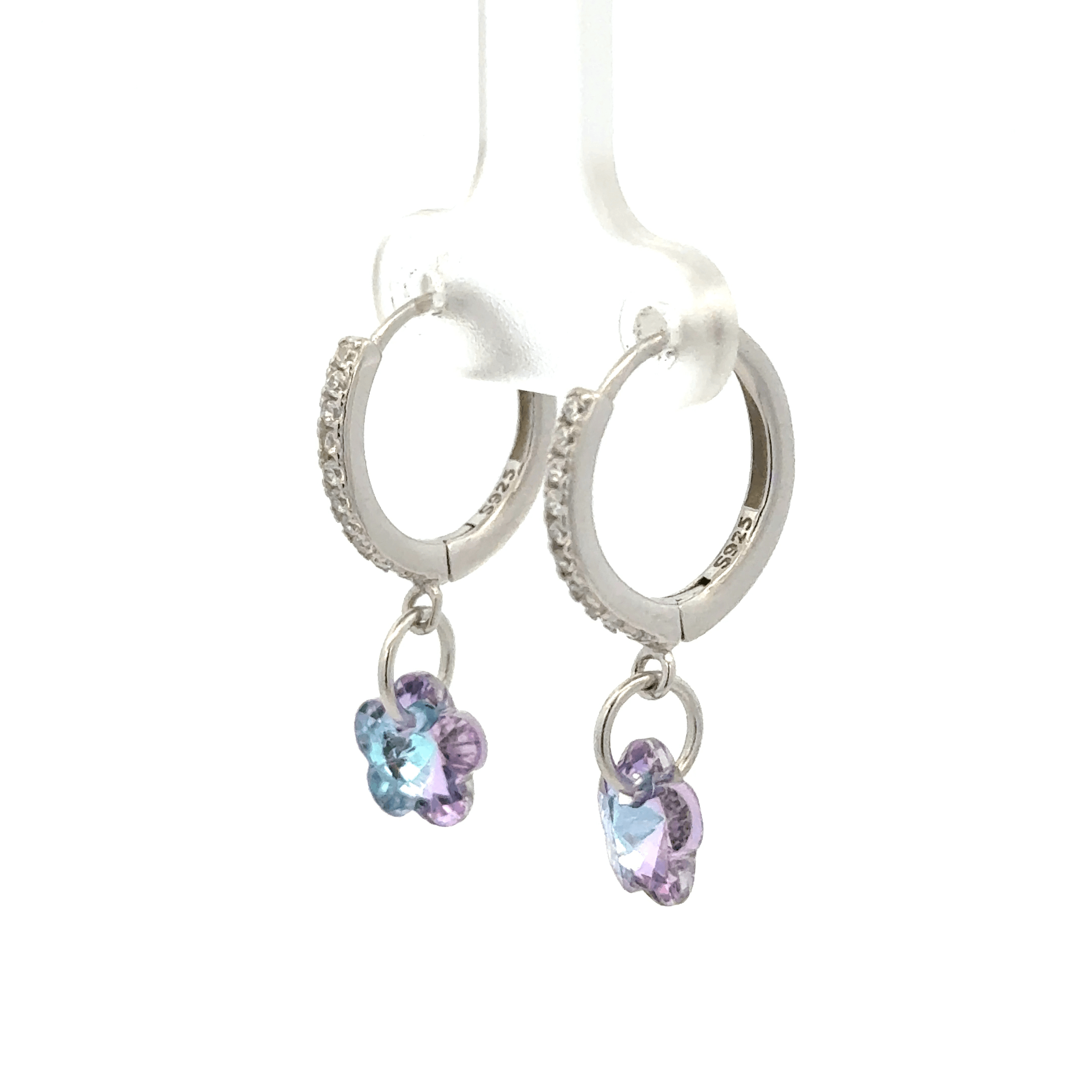 Flower White Drops Baali Earring