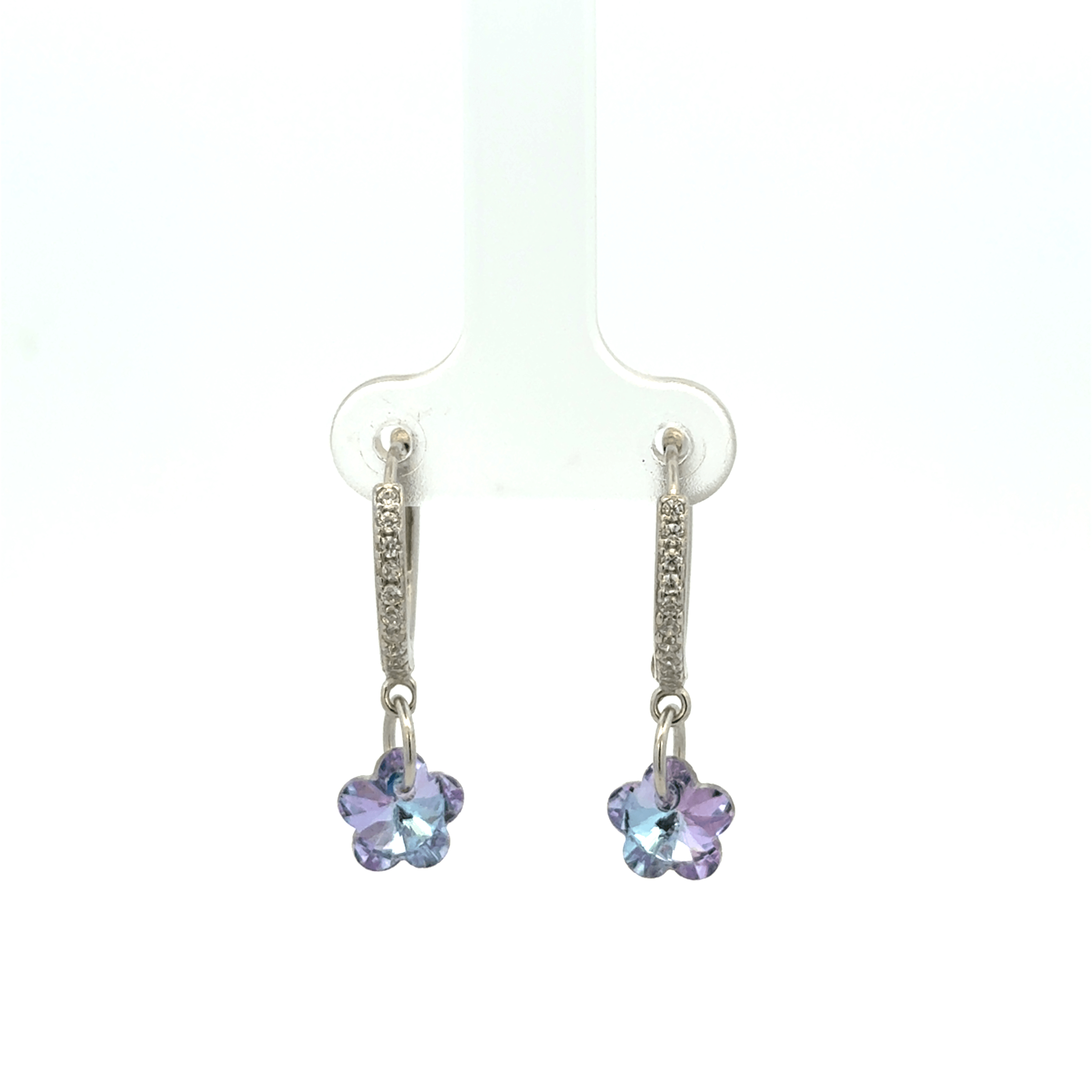 Flower White Drops Baali Earring