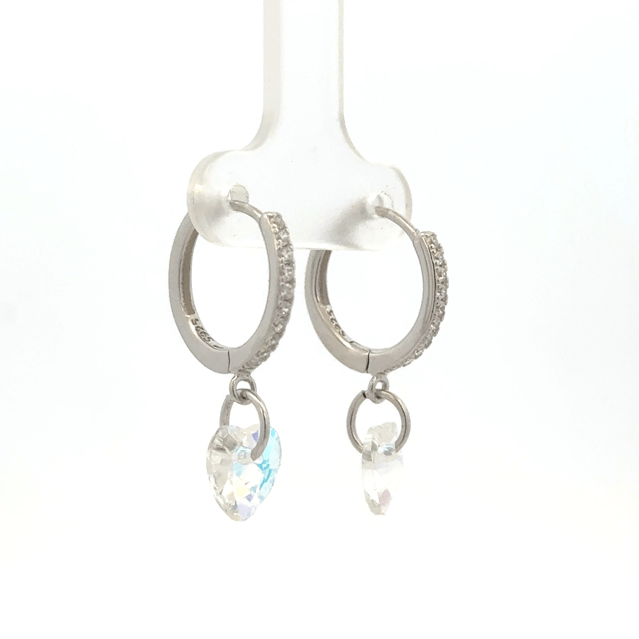 Heart White Drops Baali Earring