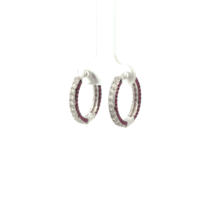 Red Side Stone Bali Earring