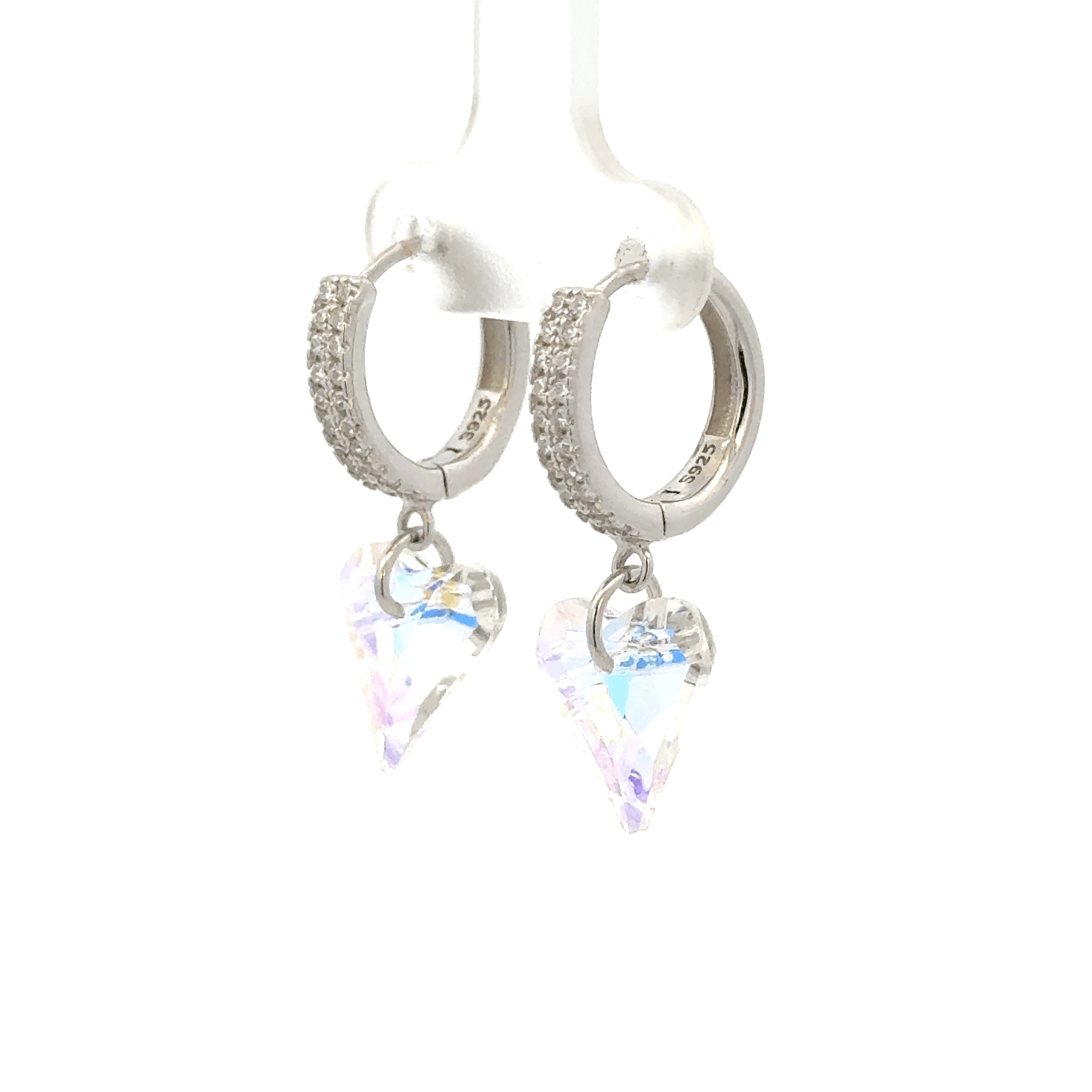 Heart White Drops Baali Earring