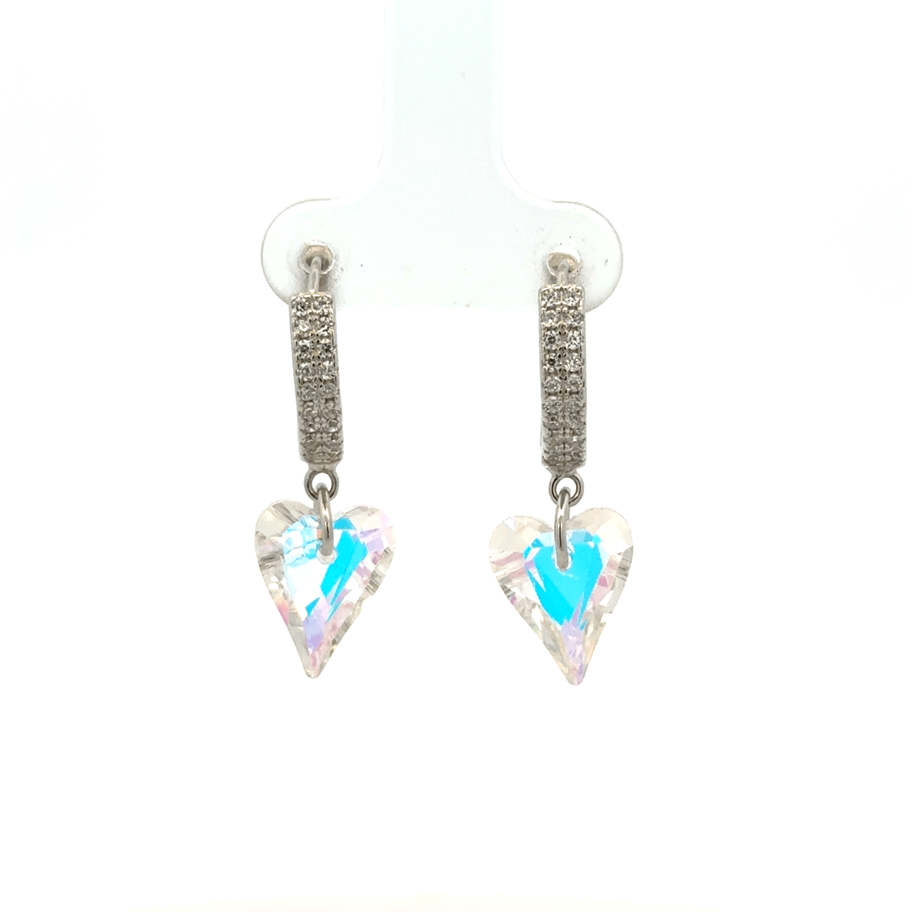 Heart White Drops Baali Earring