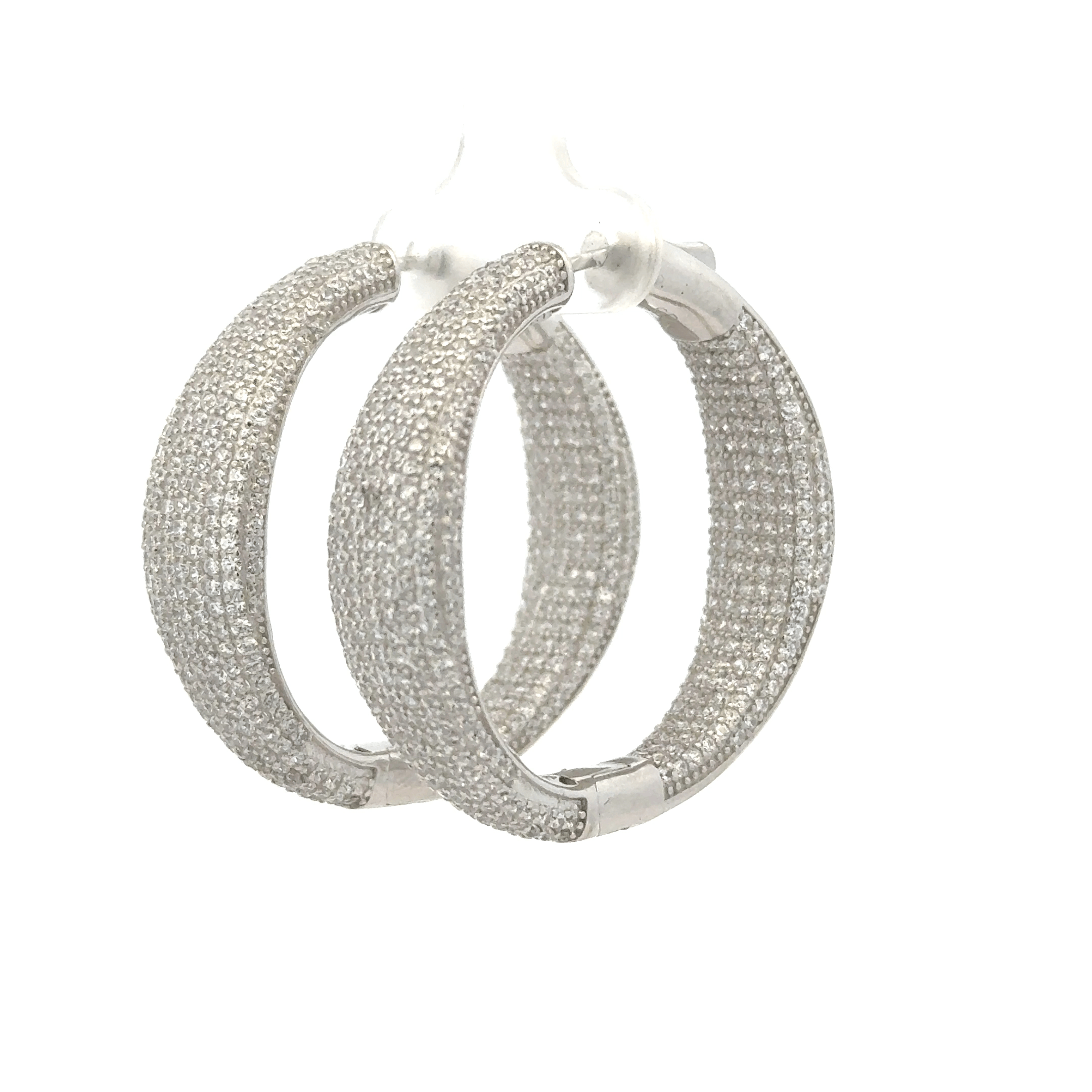 Full Stone Long Baali Hoop Earring