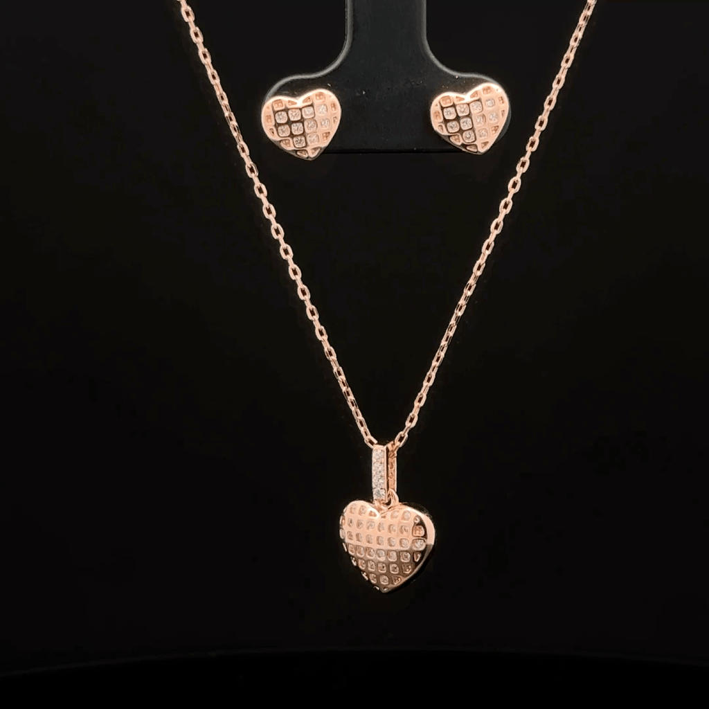 Heart Chain Pendant With Earring