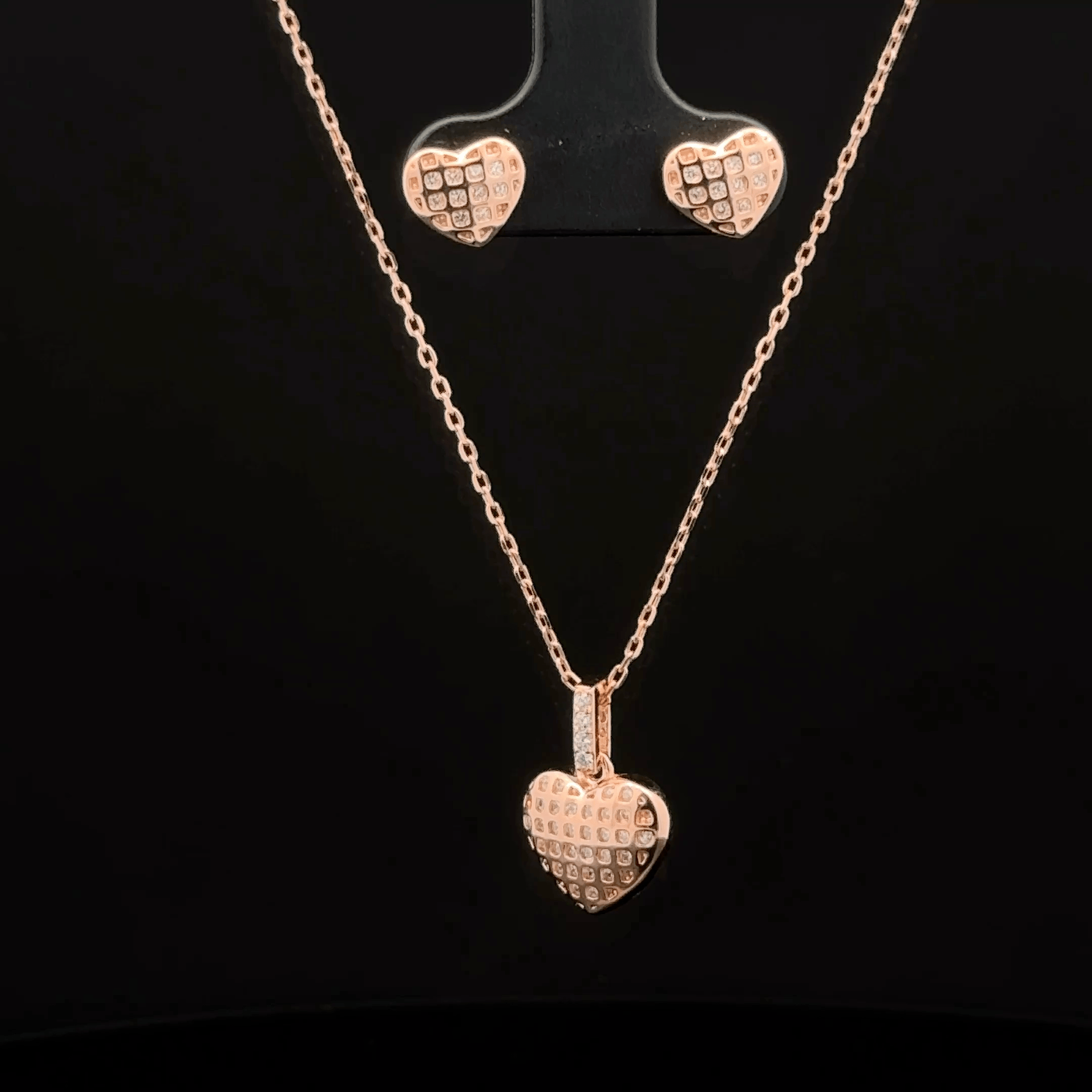 Heart Chain Pendant With Earring