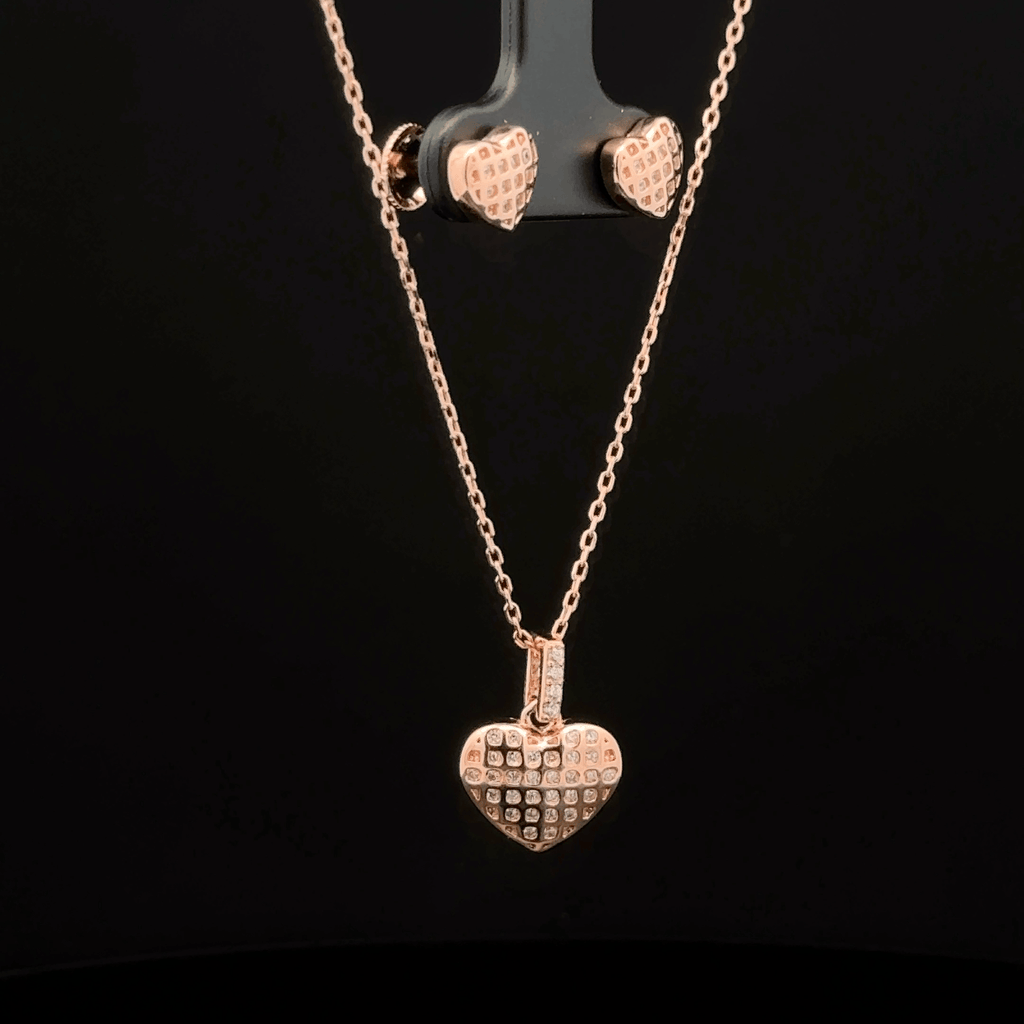 Heart Chain Pendant With Earring