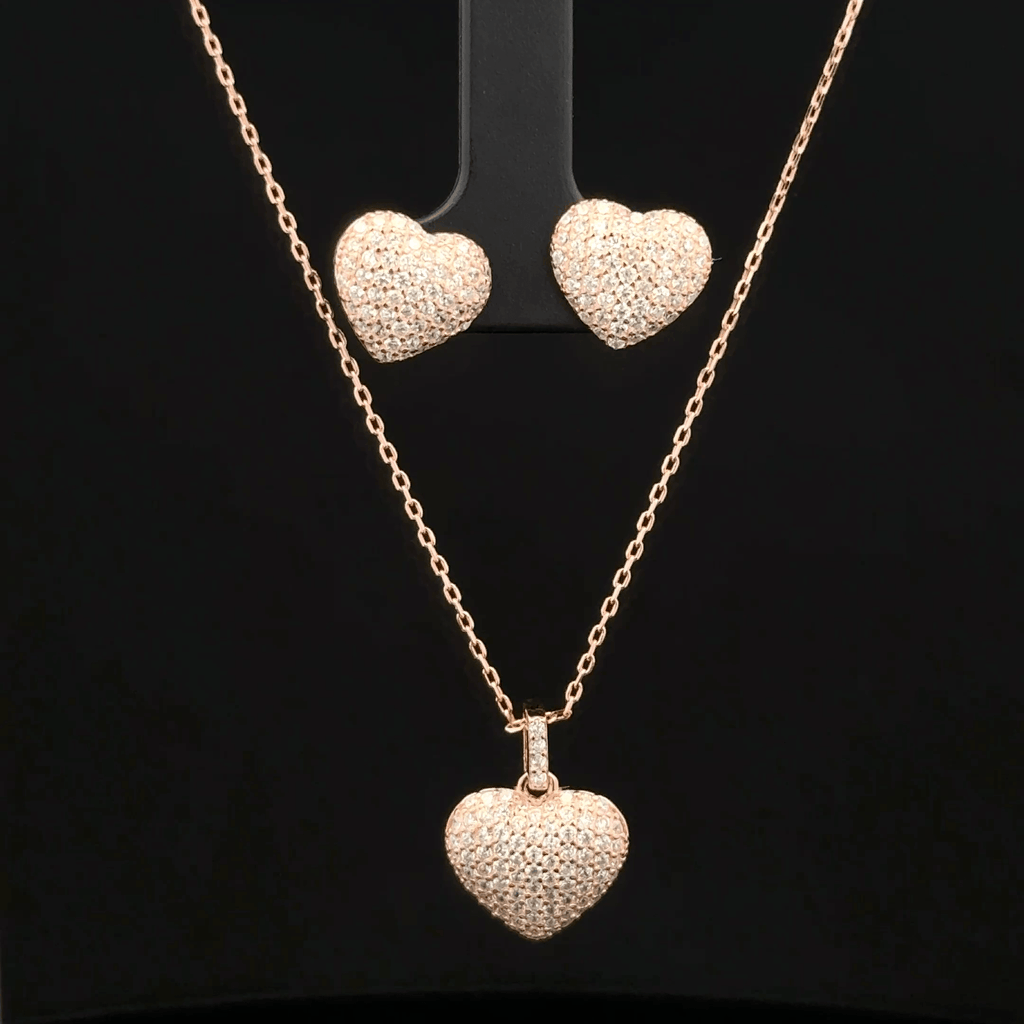 Heart Chain Pendant With Earring