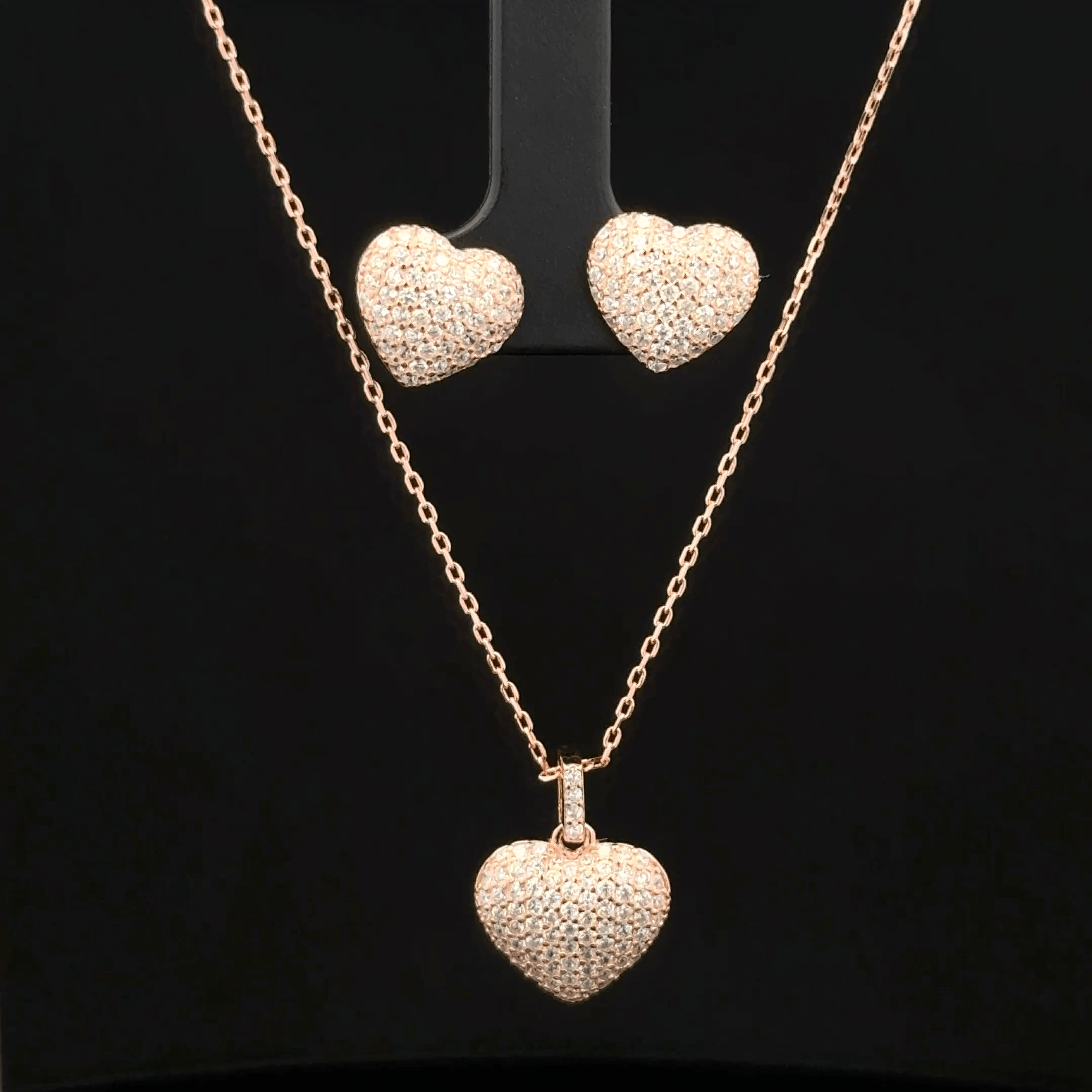 Heart Chain Pendant With Earring