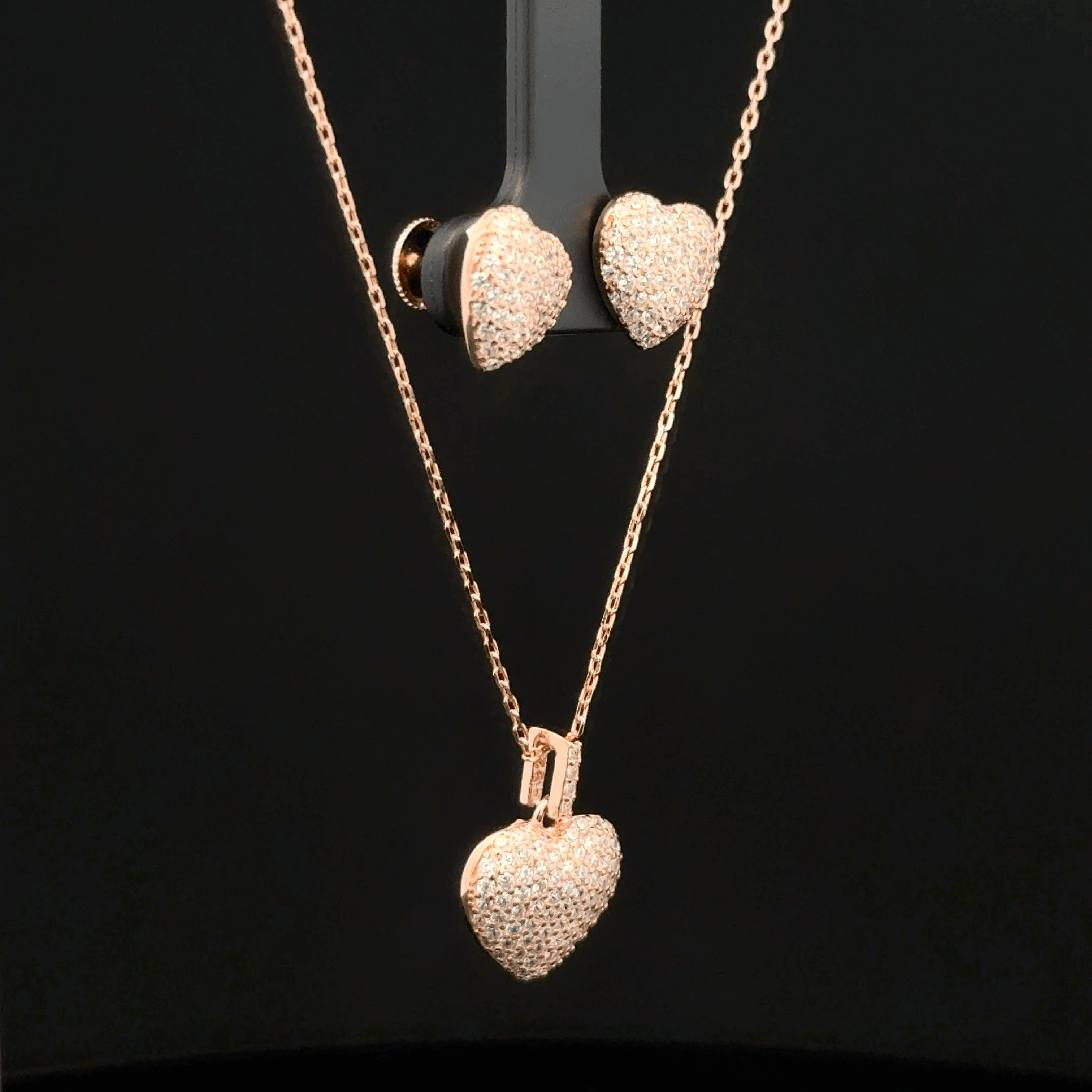 Heart Chain Pendant With Earring