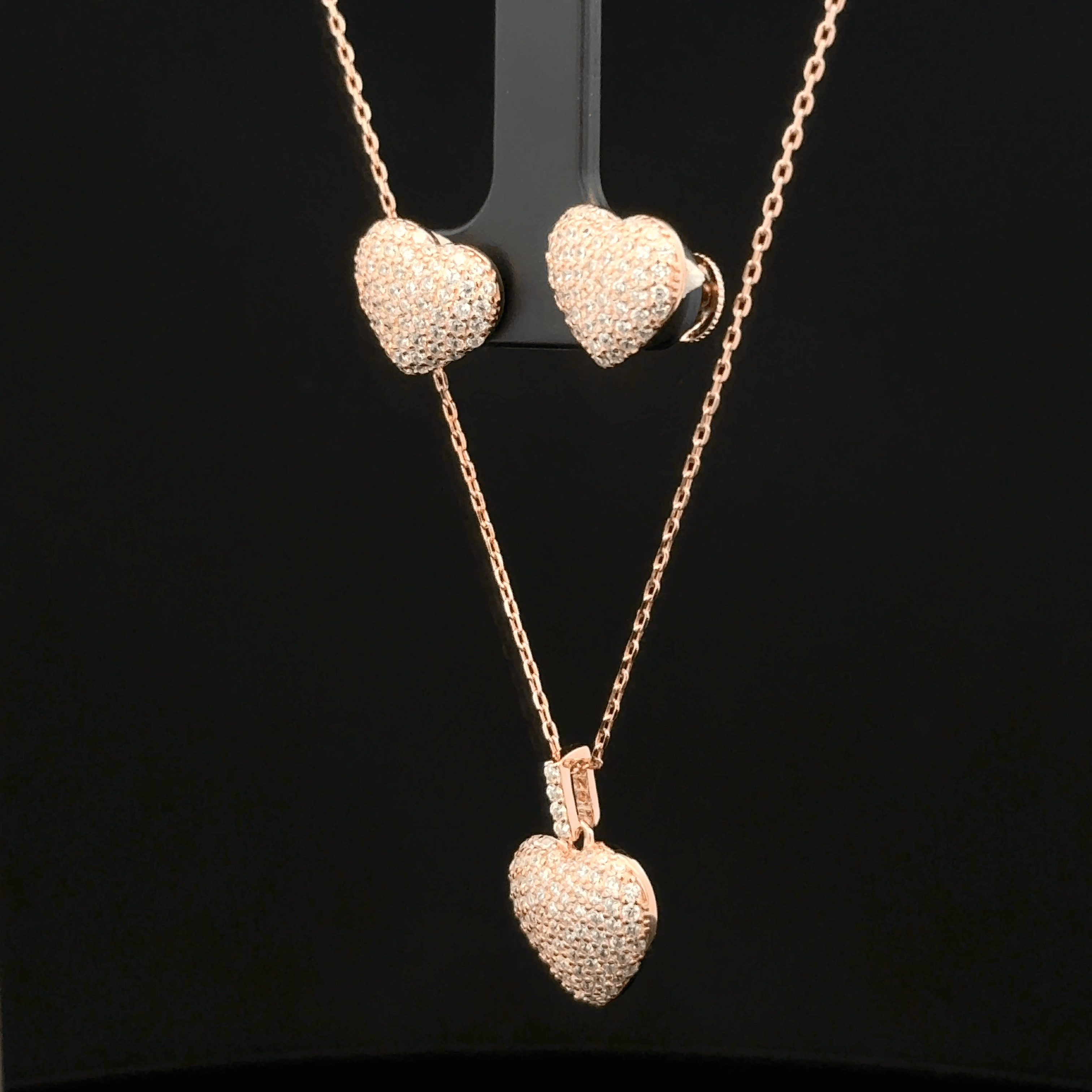 Heart Chain Pendant With Earring