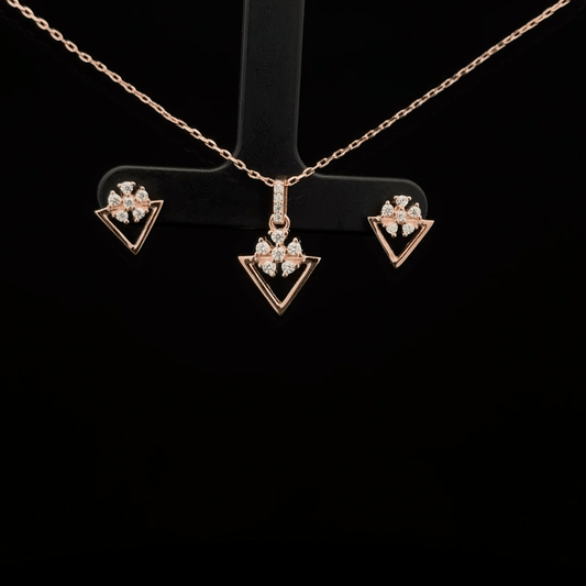 Triangle Chain Pendant With Earring