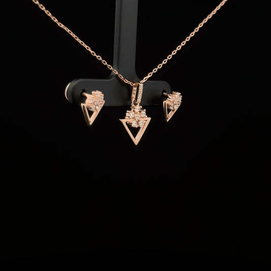 Triangle Chain Pendant With Earring
