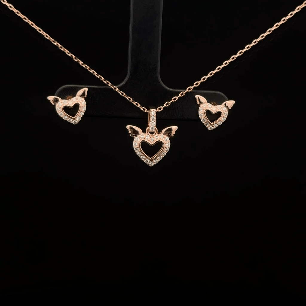 Heart Chain Pendant With Earring