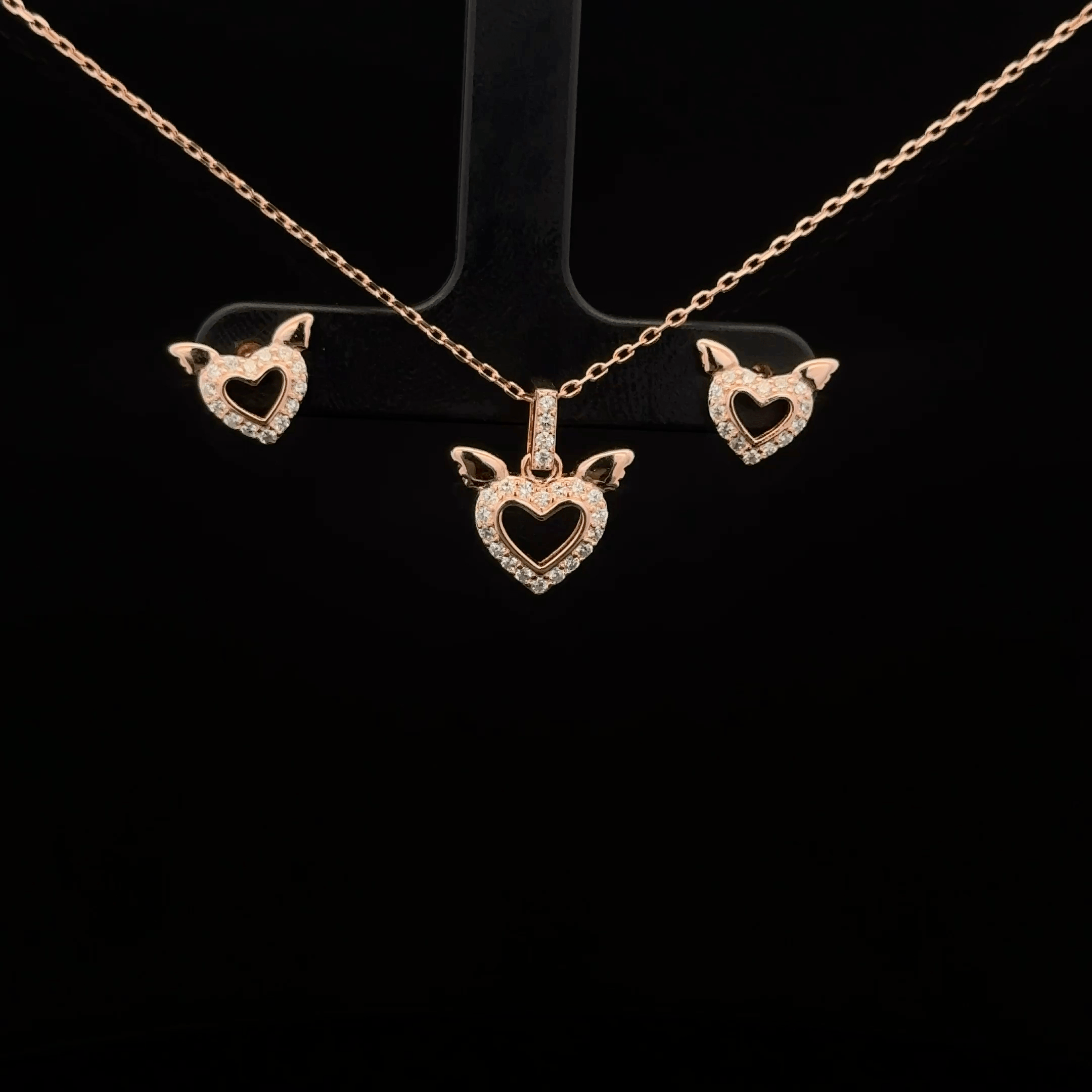 Heart Chain Pendant With Earring