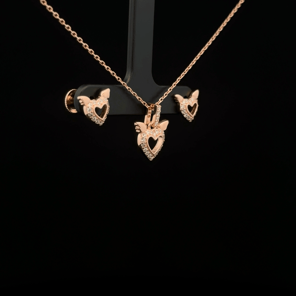 Heart Chain Pendant With Earring