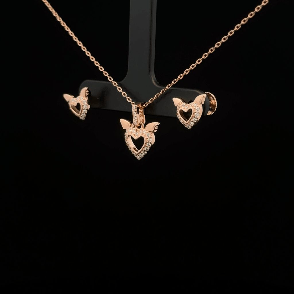 Heart Chain Pendant With Earring