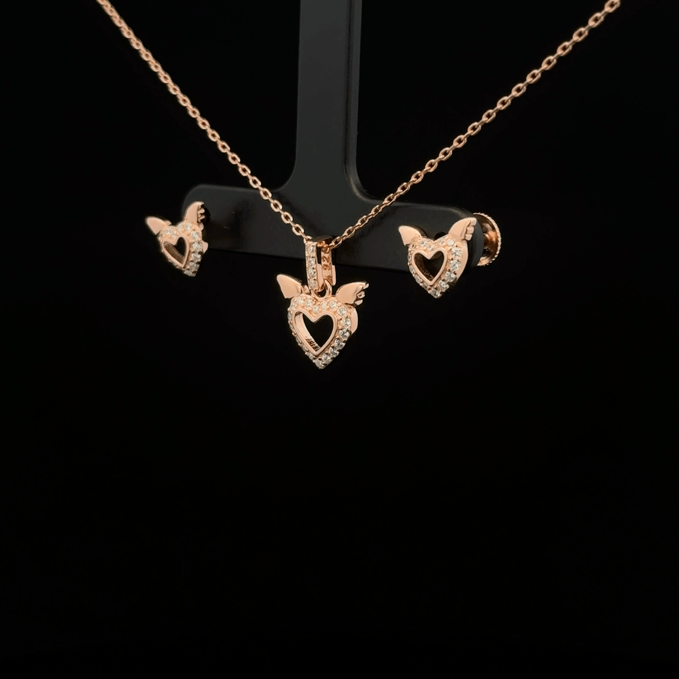 Heart Chain Pendant With Earring