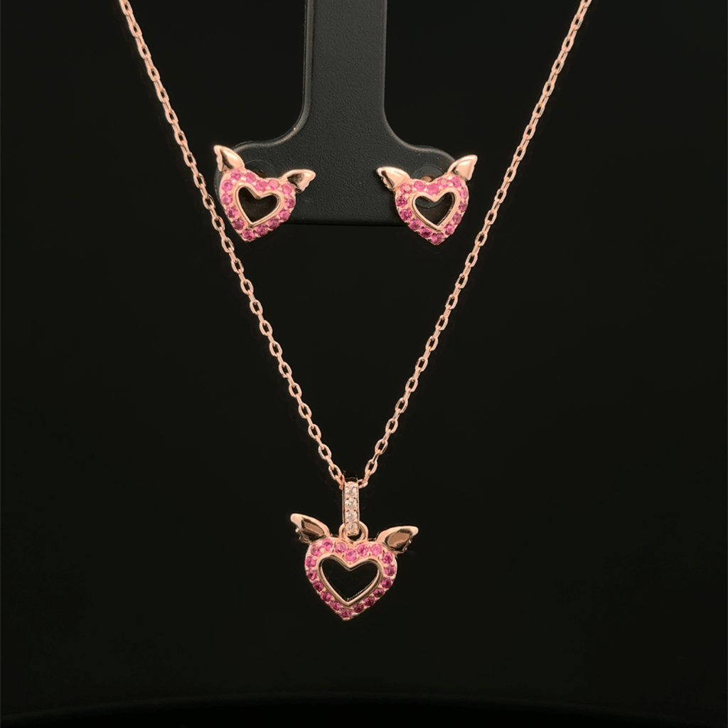 Heart Chain Pendant With Earring