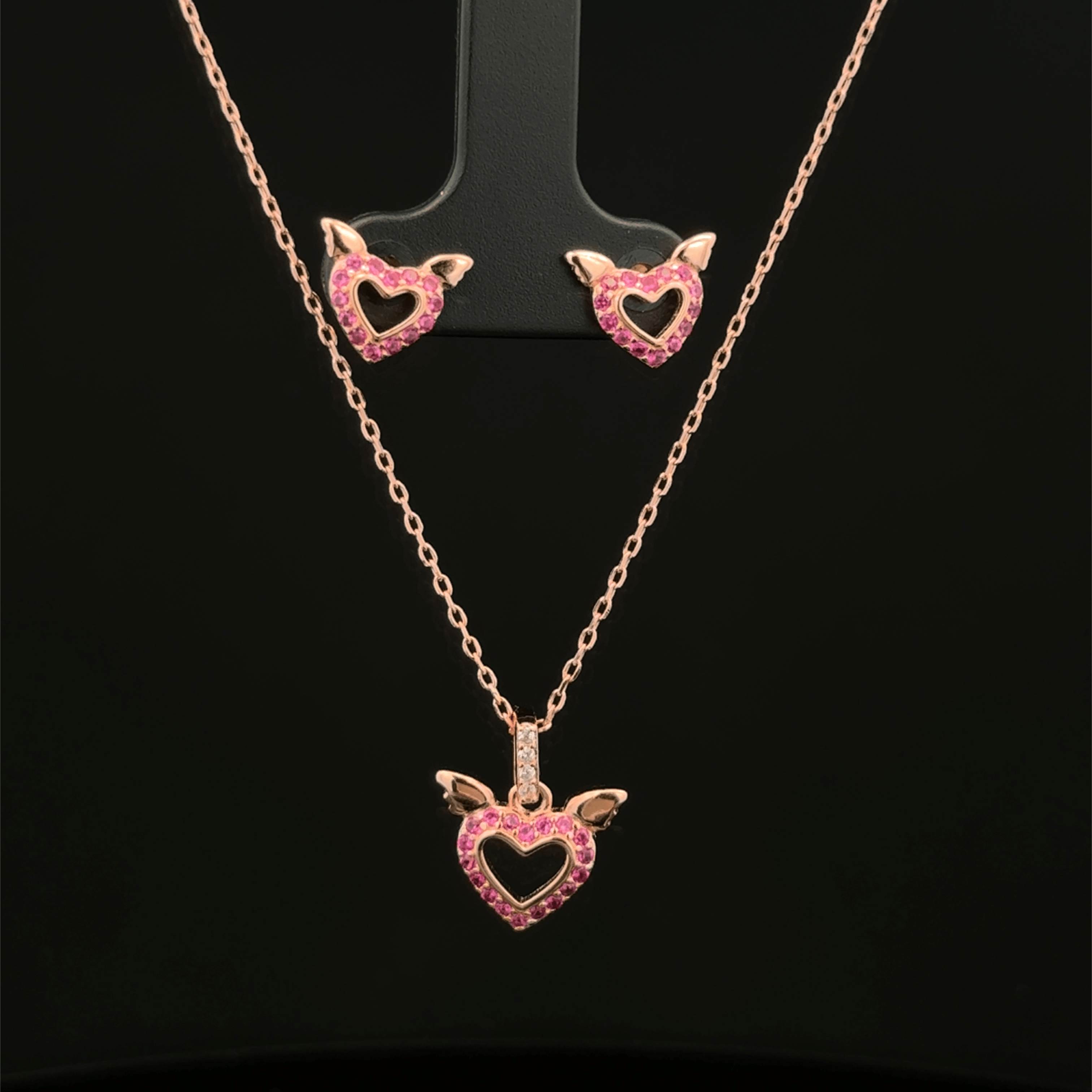 Heart Chain Pendant With Earring