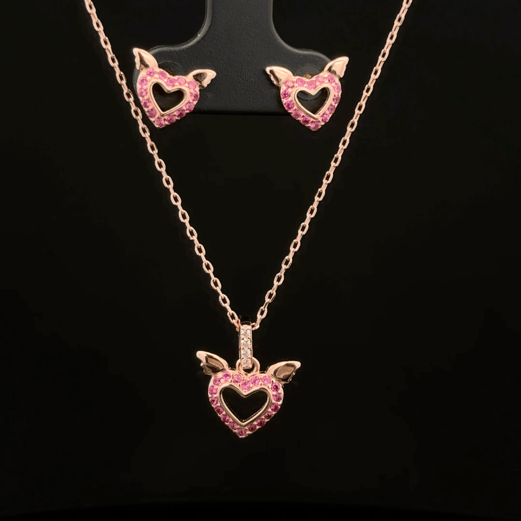 Heart Chain Pendant With Earring