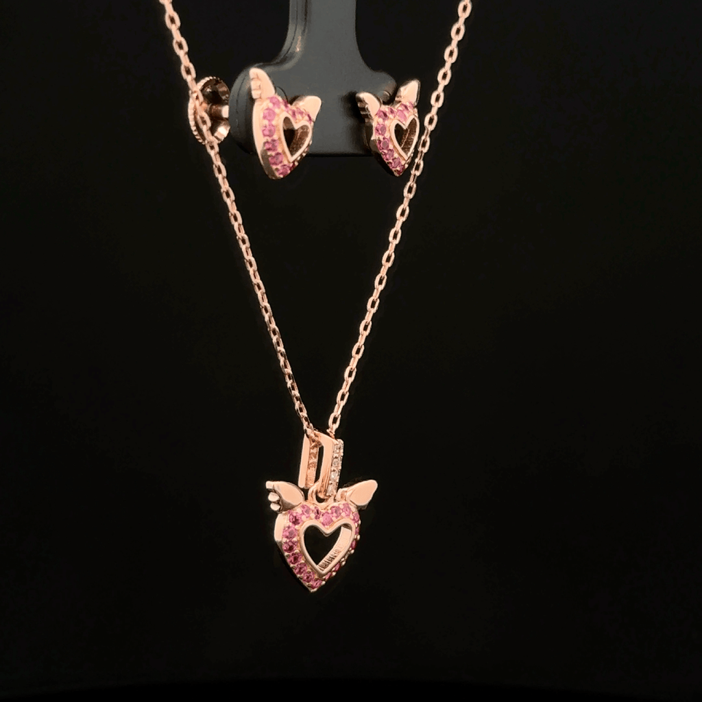 Heart Chain Pendant With Earring