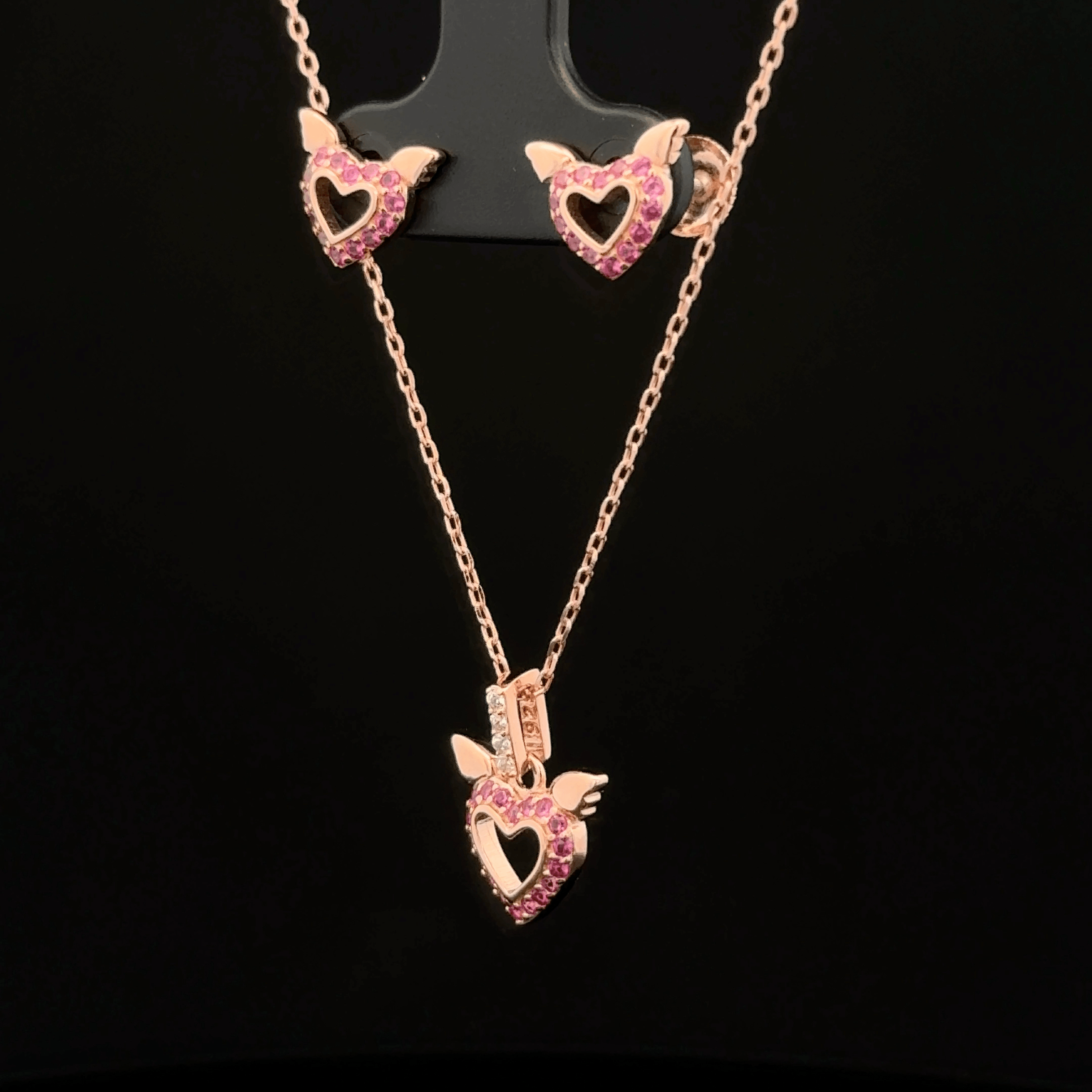 Heart Chain Pendant With Earring