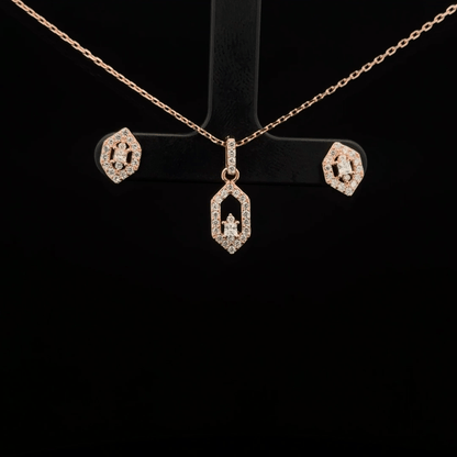 Diamond Shape Chain Pendant Earrings