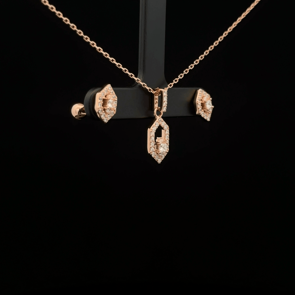 Diamond Shape Chain Pendant Earrings