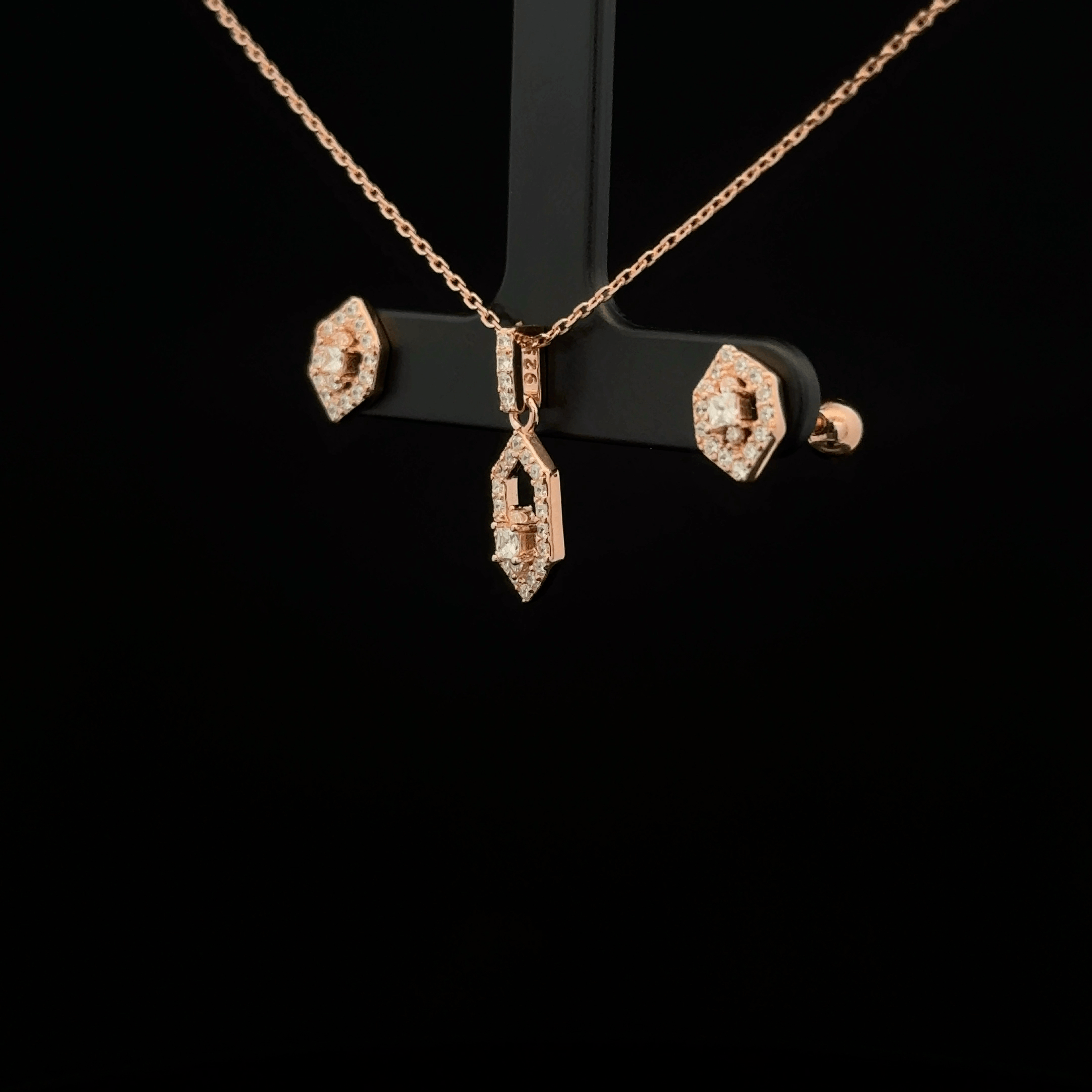 Diamond Shape Chain Pendant Earrings