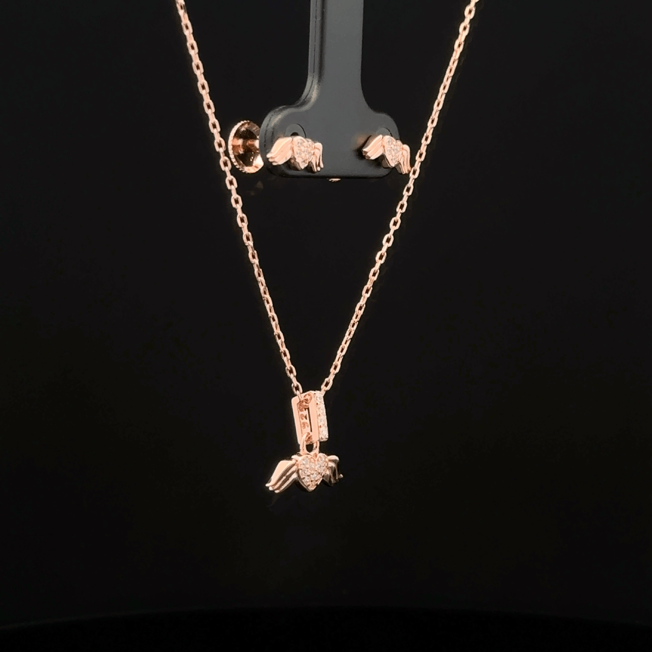 Flying Heart Chain Pendant Earring