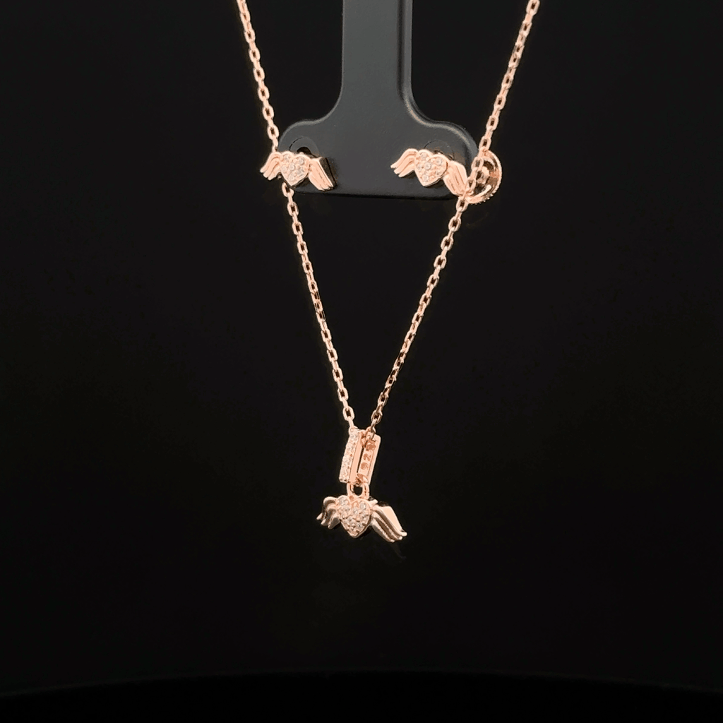 Flying Heart Chain Pendant Earring