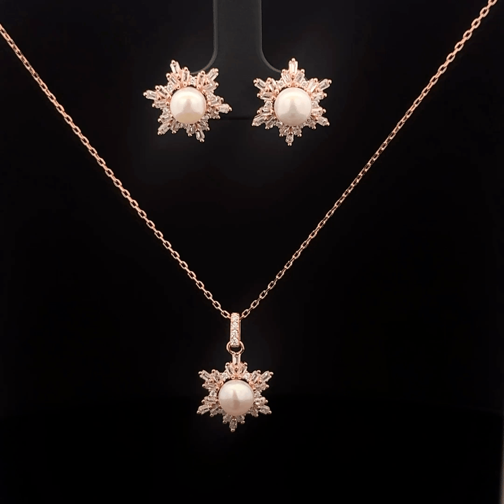 Pearl Star Chain Pendant Earrings