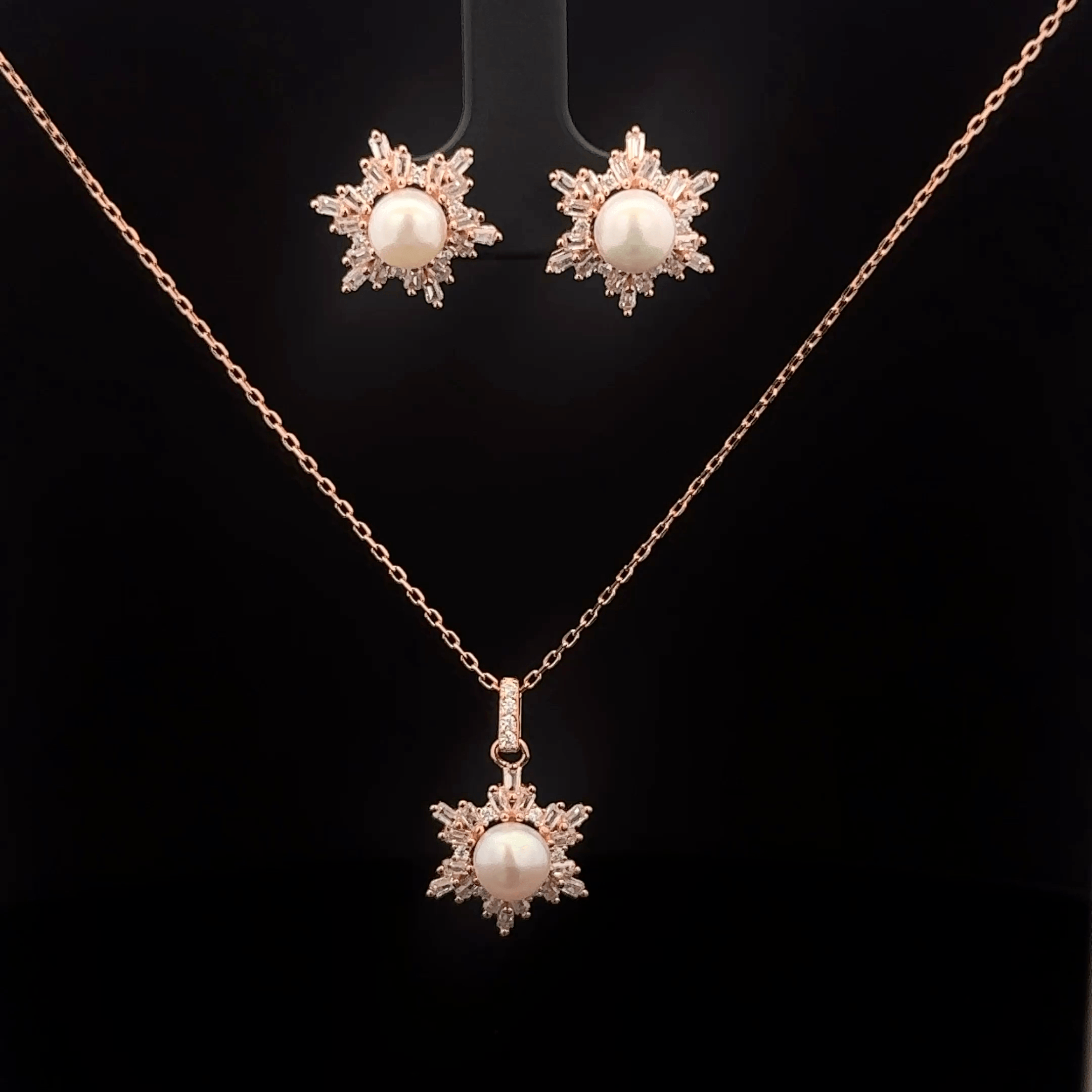 Pearl Star Chain Pendant Earrings