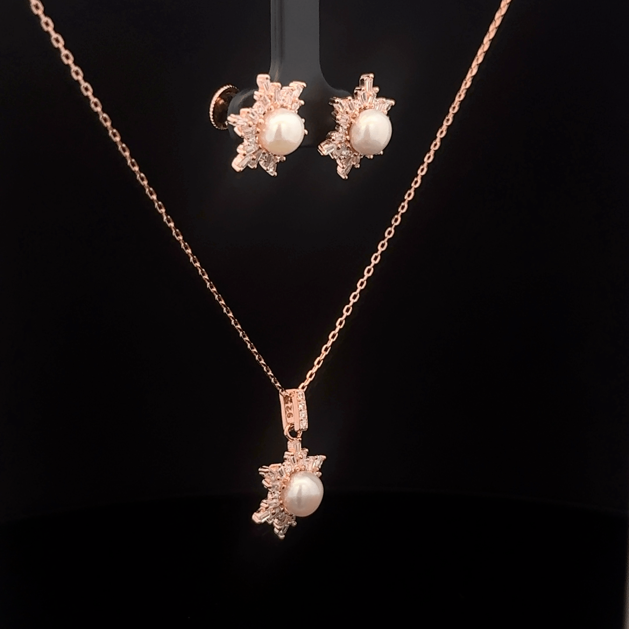 Pearl Star Chain Pendant Earrings