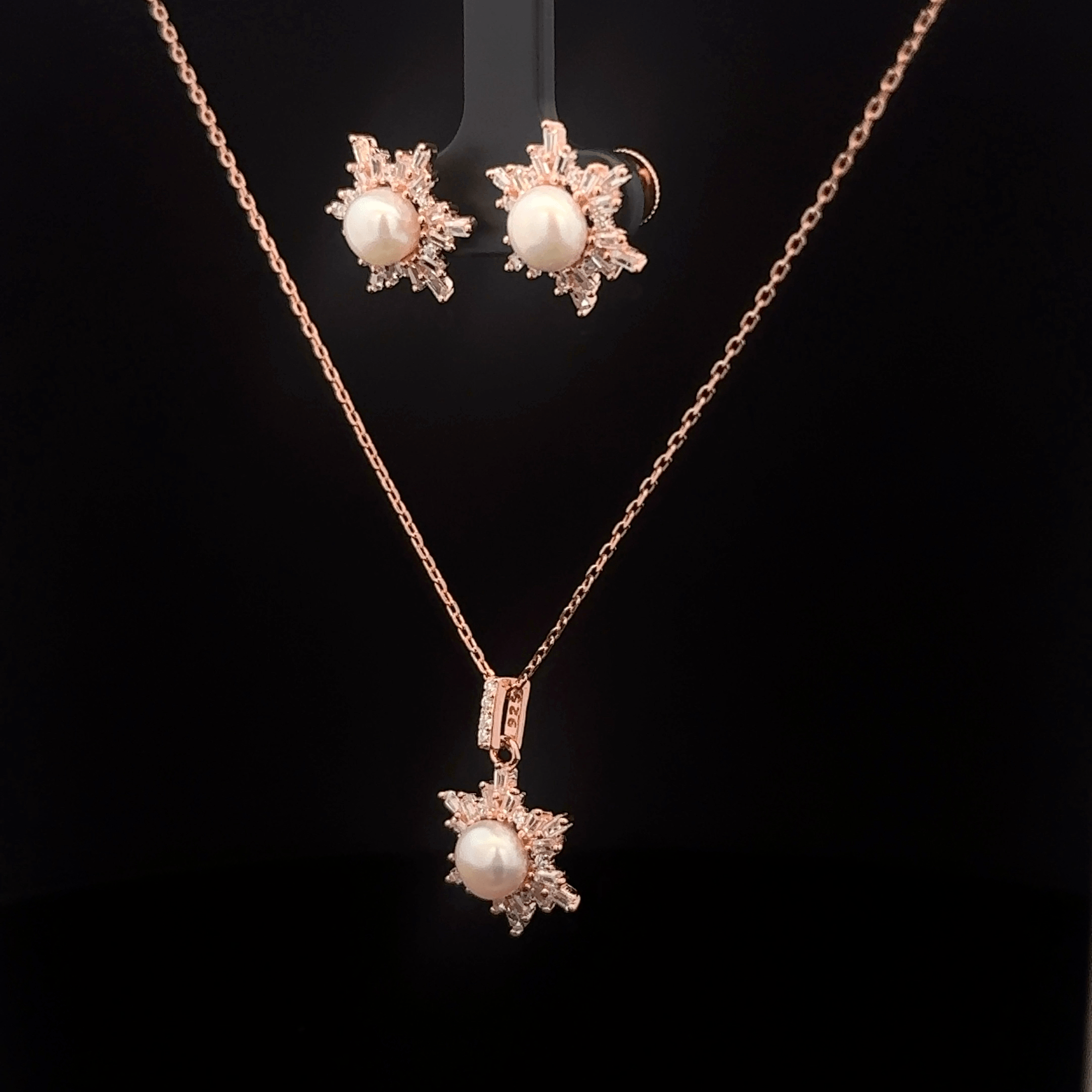 Pearl Star Chain Pendant Earrings