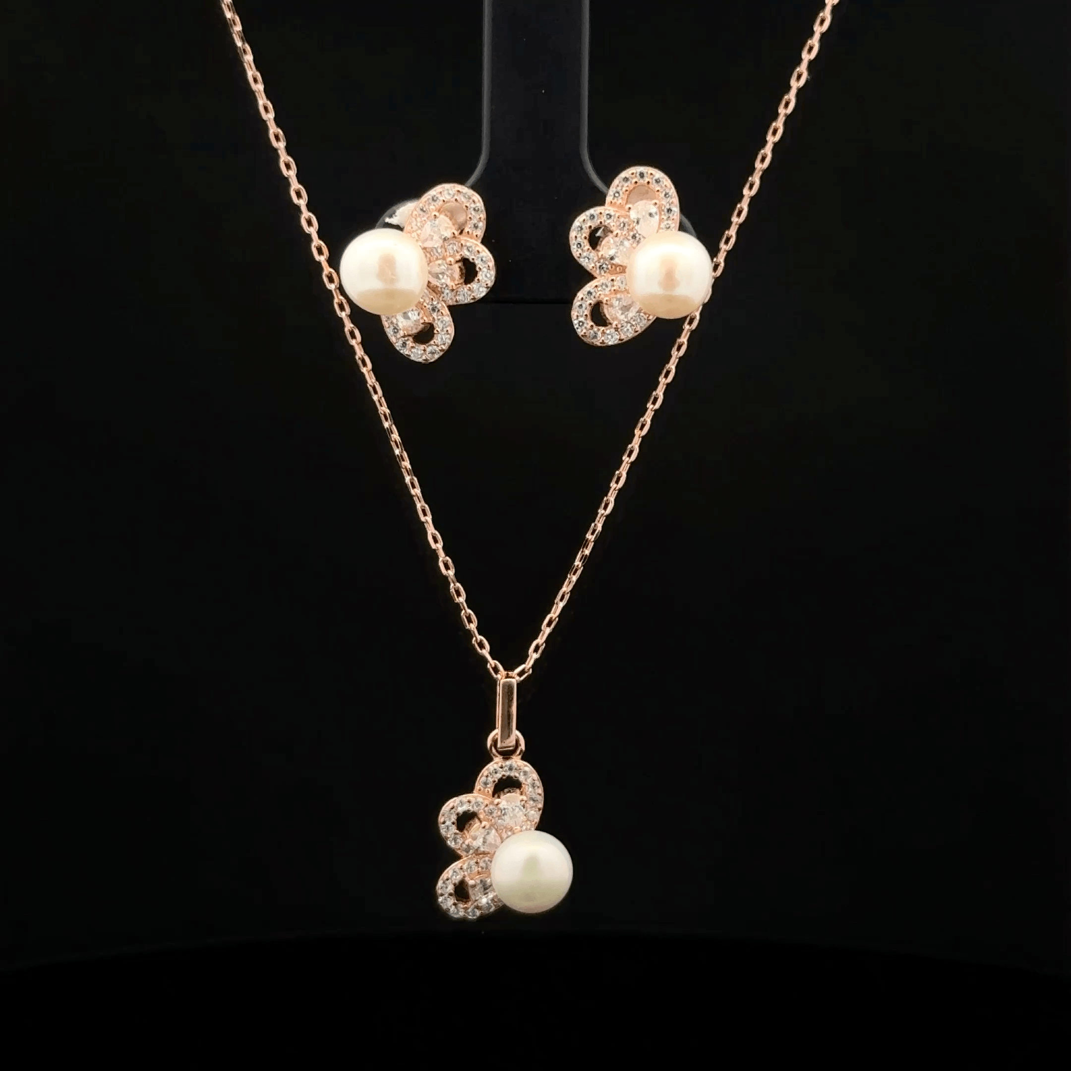 Pearl Chain Pendant Earrings