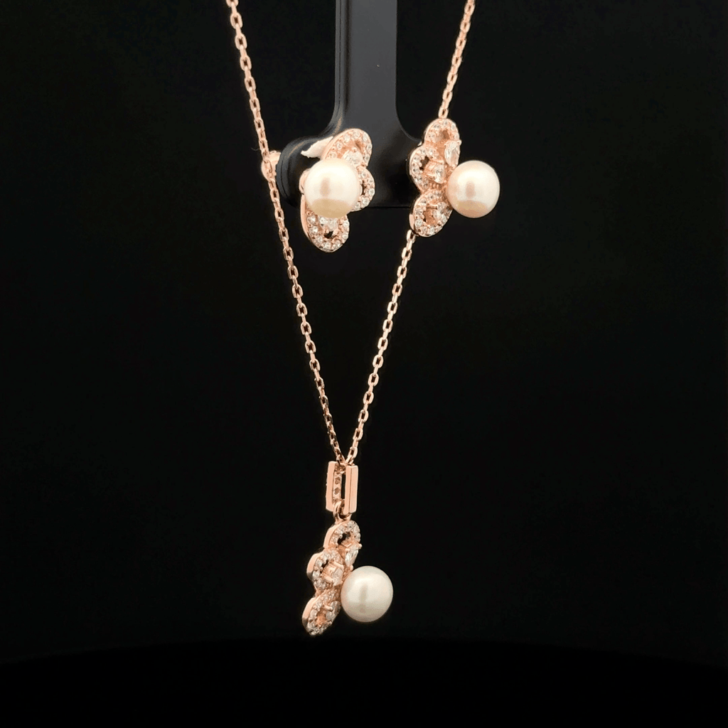 Pearl Chain Pendant Earrings