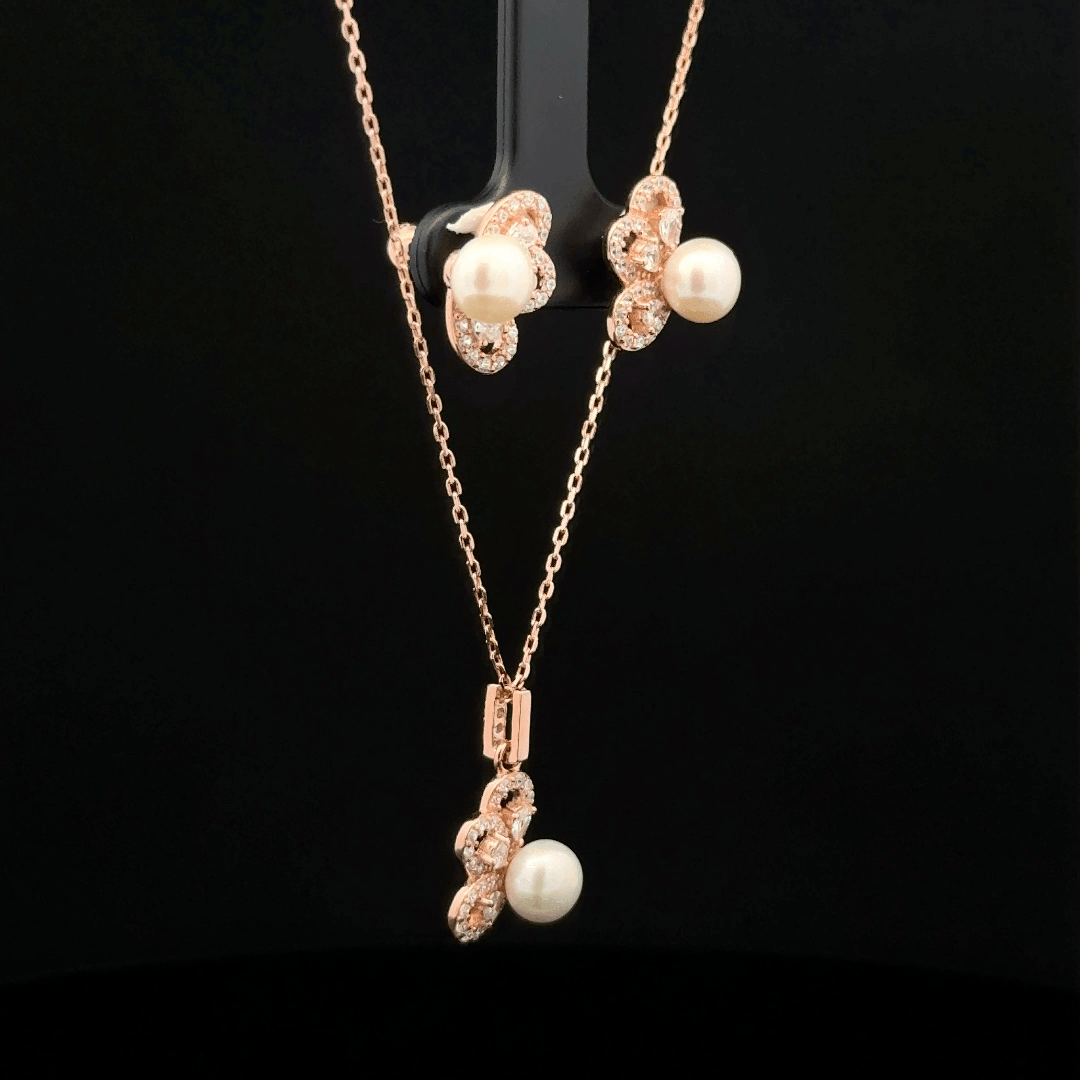 Pearl Chain Pendant Earrings