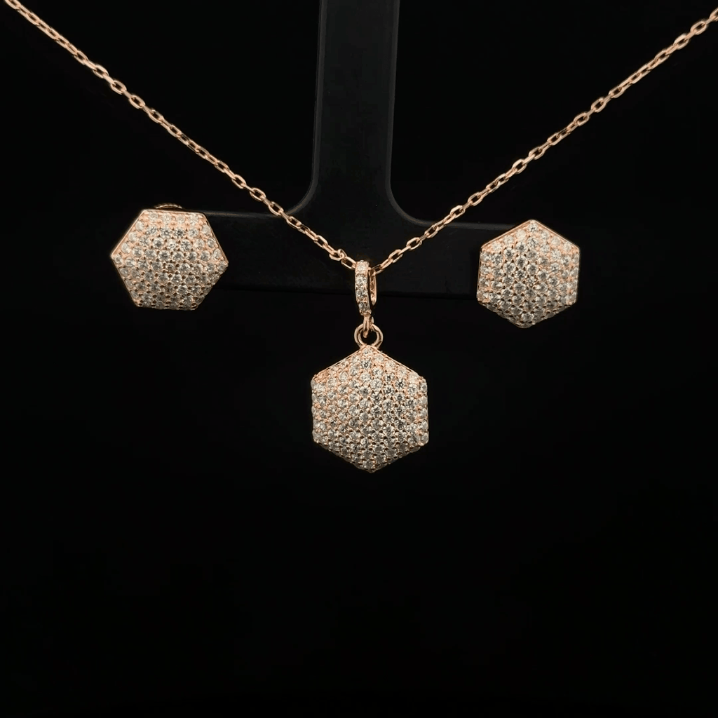 Hexagon Chain Pendant Earrings