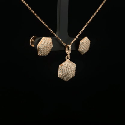 Hexagon Chain Pendant Earrings
