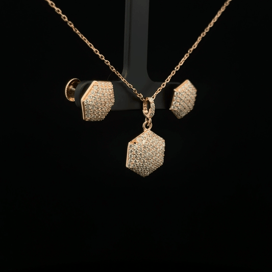 Hexagon Chain Pendant Earrings