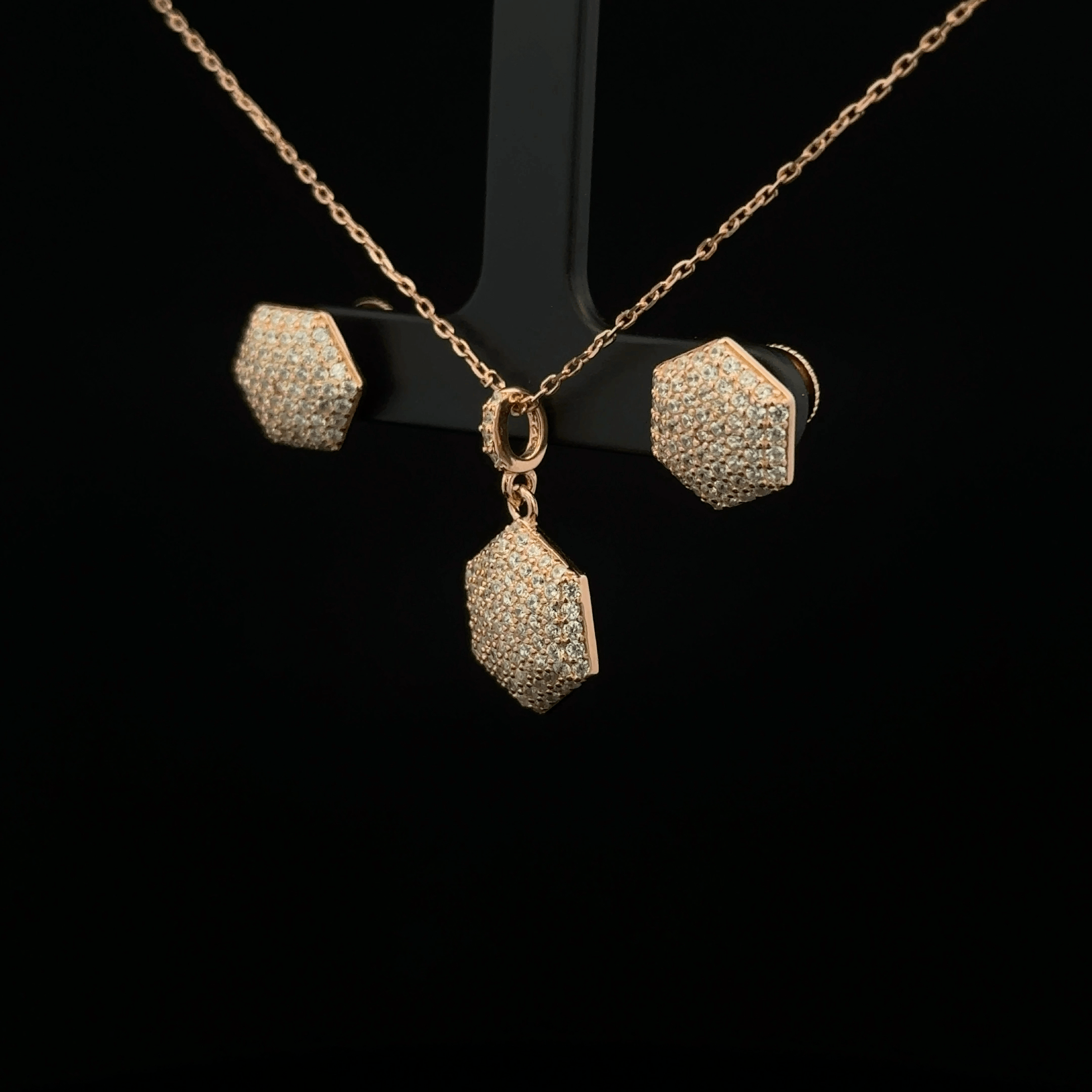 Hexagon Chain Pendant Earrings