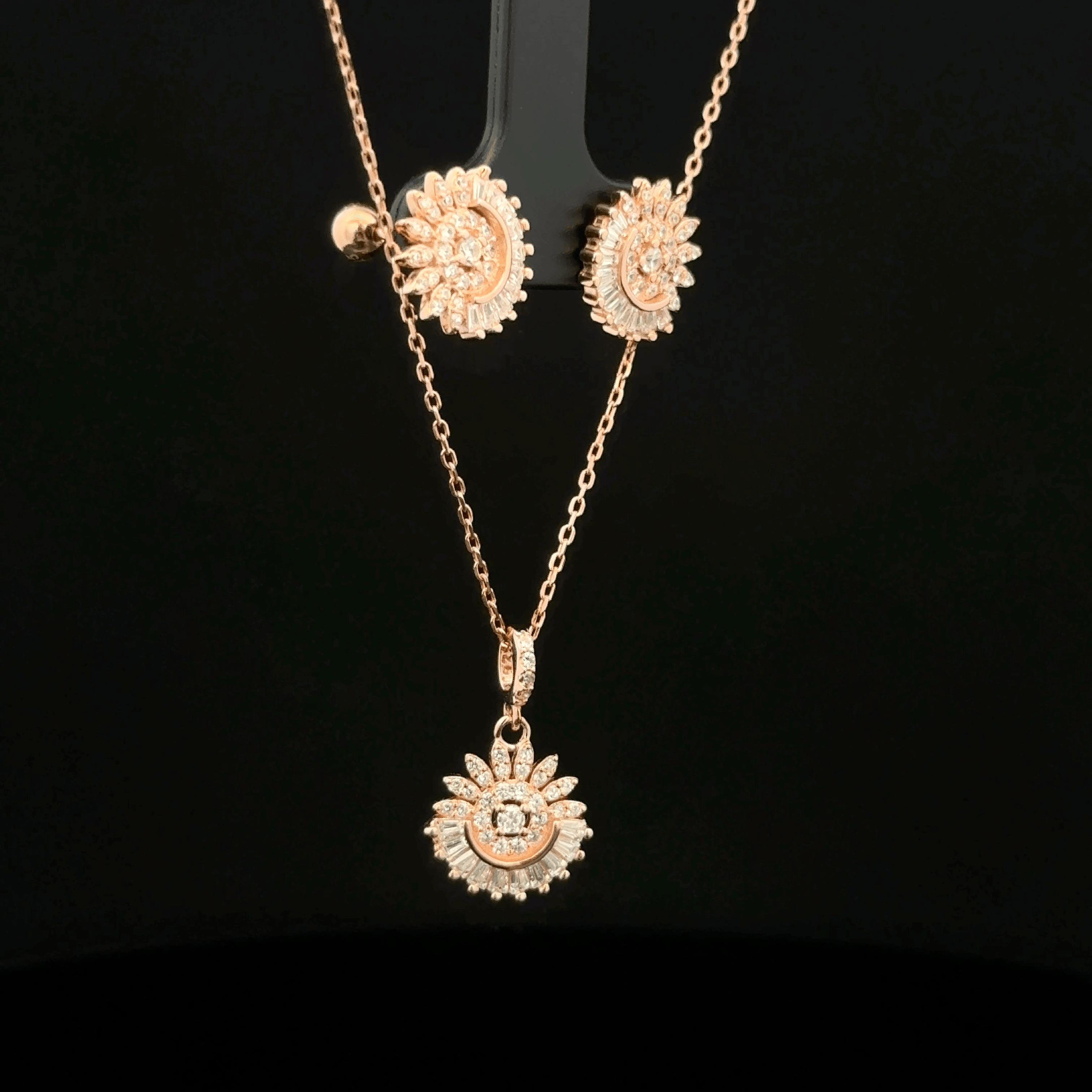 Flower Chain Pendant Earrings