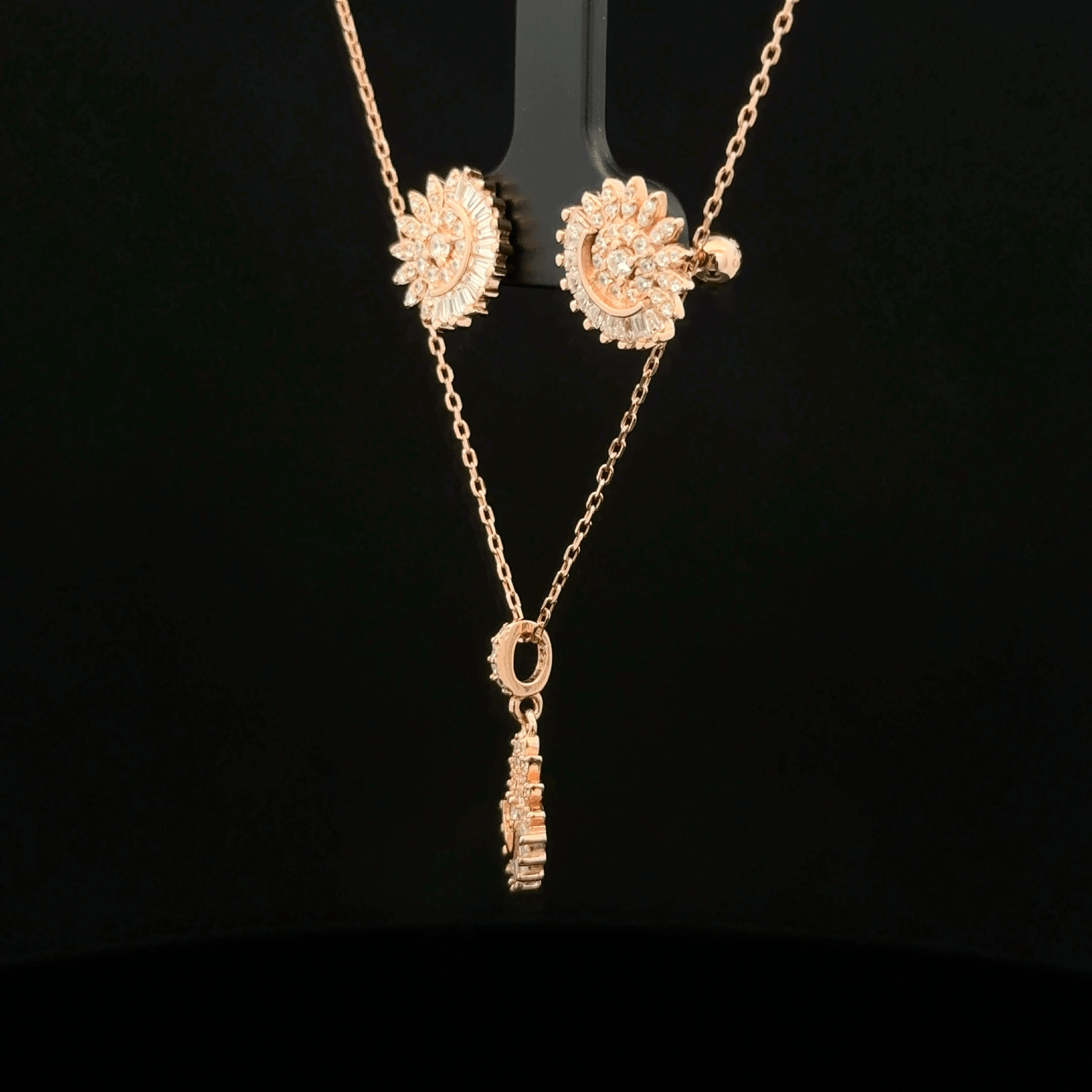 Flower Chain Pendant Earrings