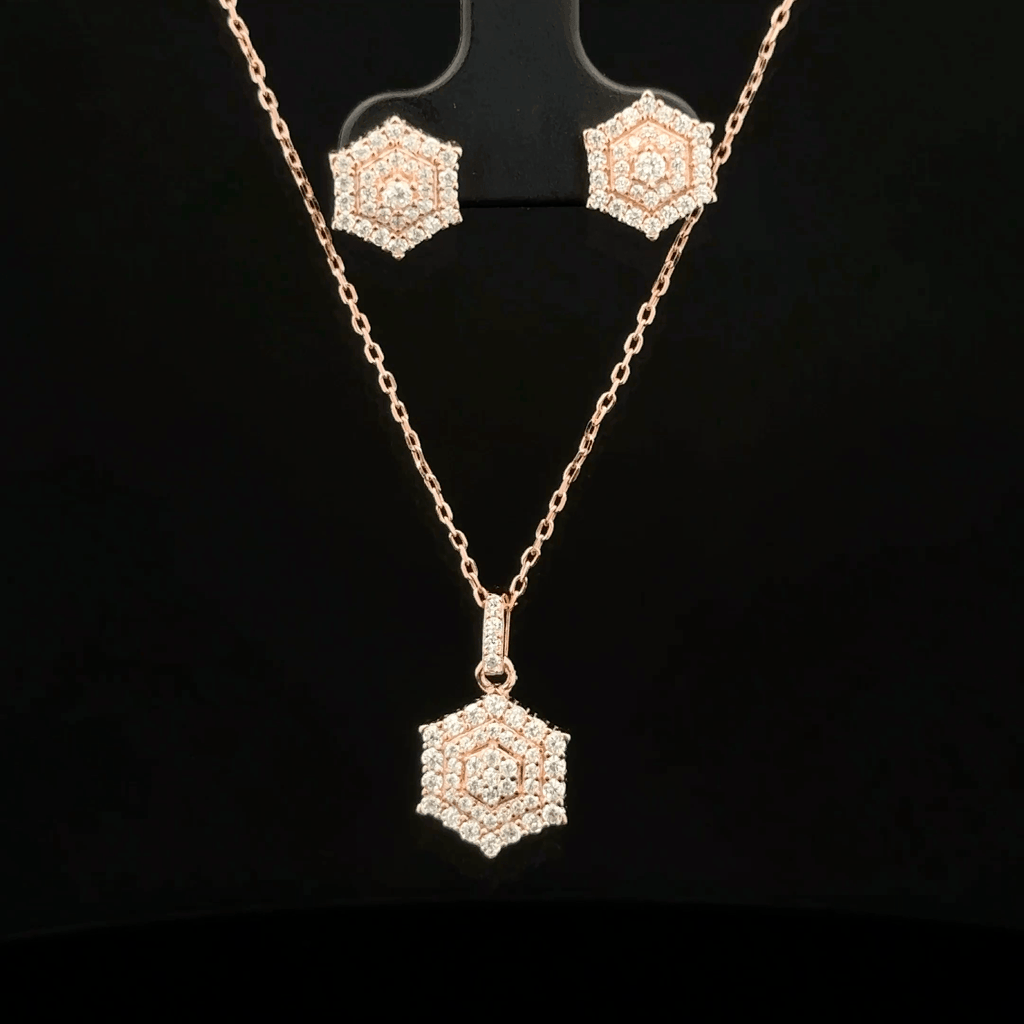 Hexagon Chain Pendant Earrings